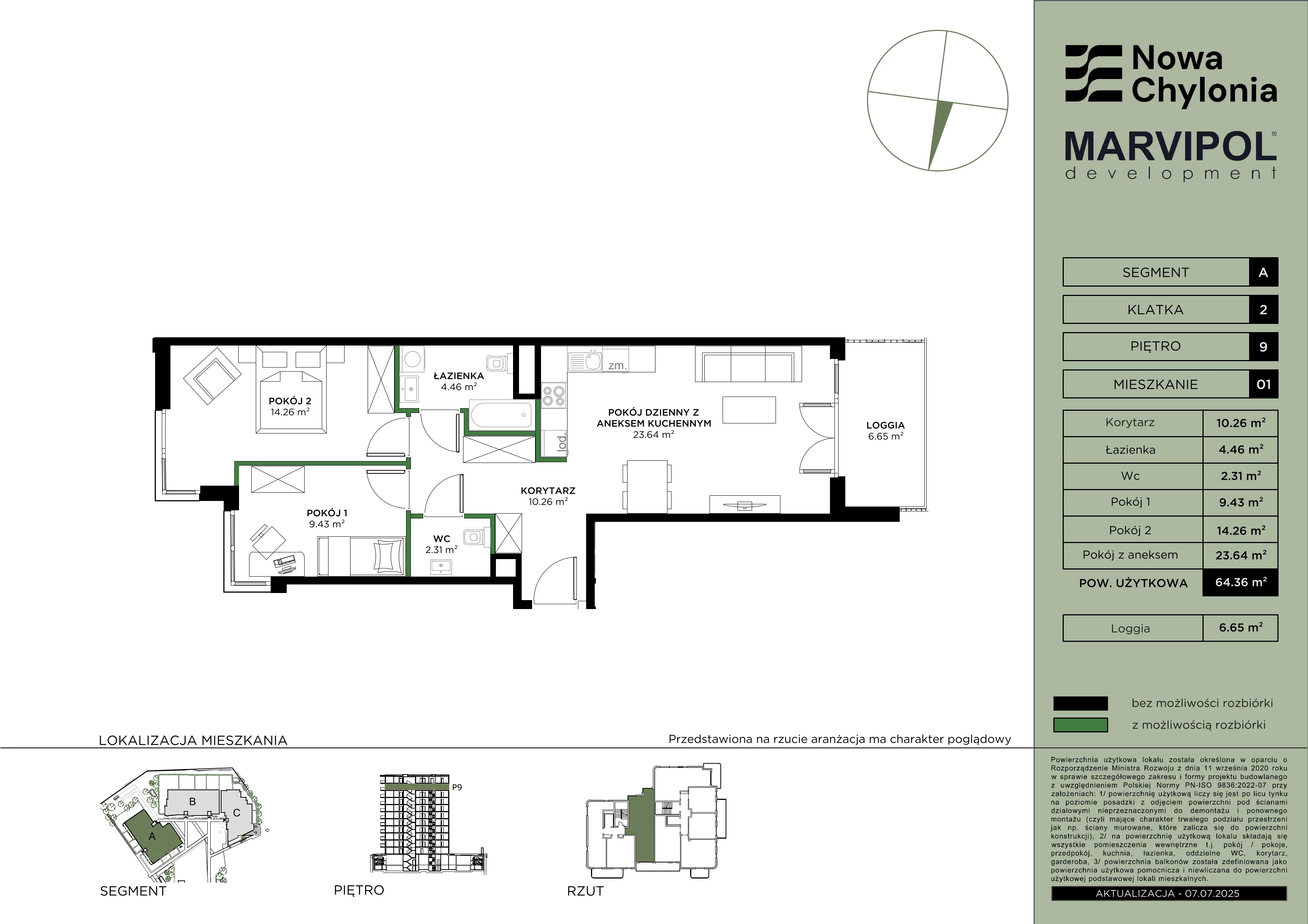 3 pokoje, mieszkanie 64,36 m², piętro 9, oferta nr A/A2-9-01, Nowa Chylonia, Gdynia, Chylonia, Chylonia, ul. Pucka 4