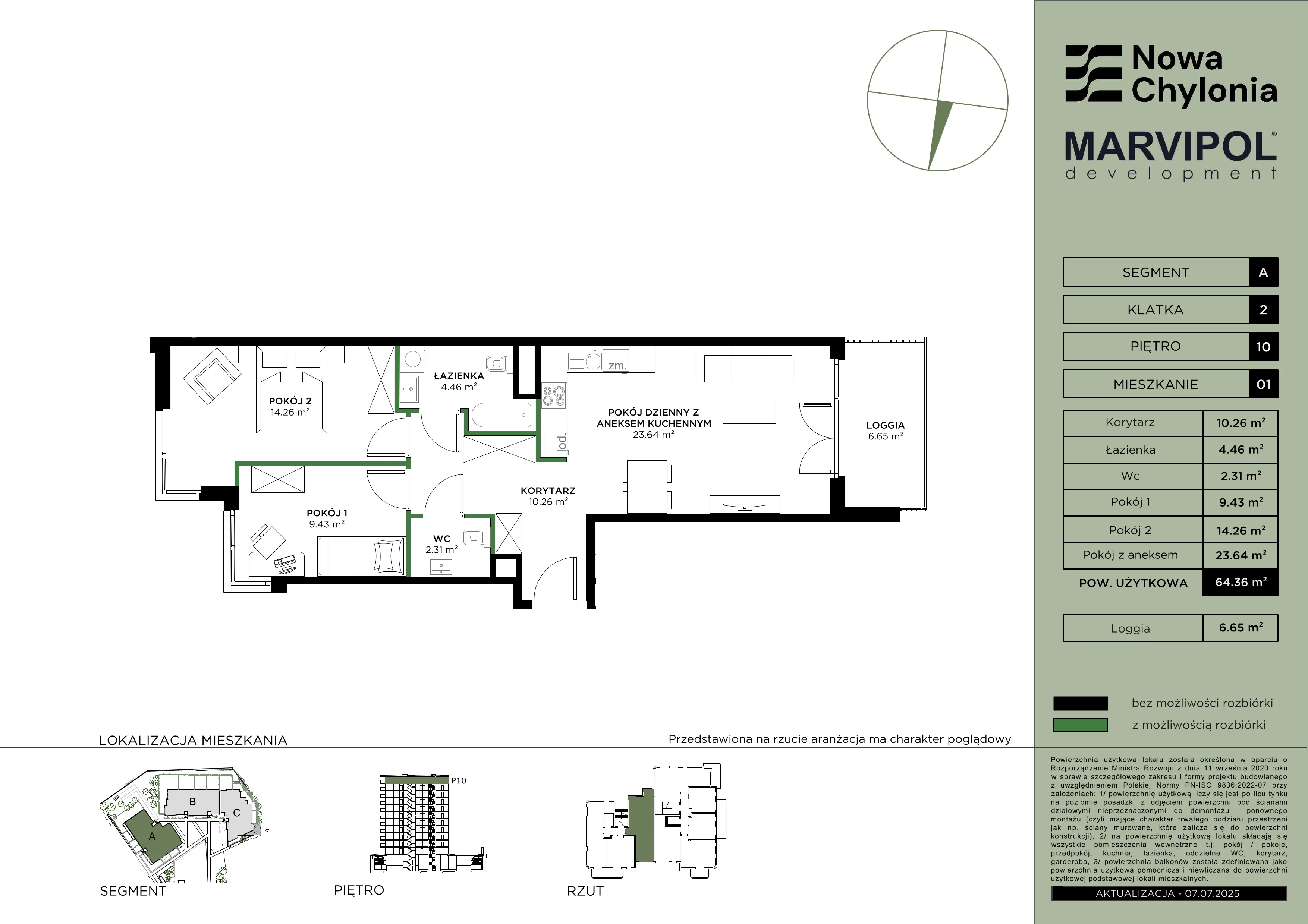 3 pokoje, mieszkanie 64,36 m², piętro 10, oferta nr A/A2-10-01, Nowa Chylonia, Gdynia, Chylonia, Chylonia, ul. Pucka 4