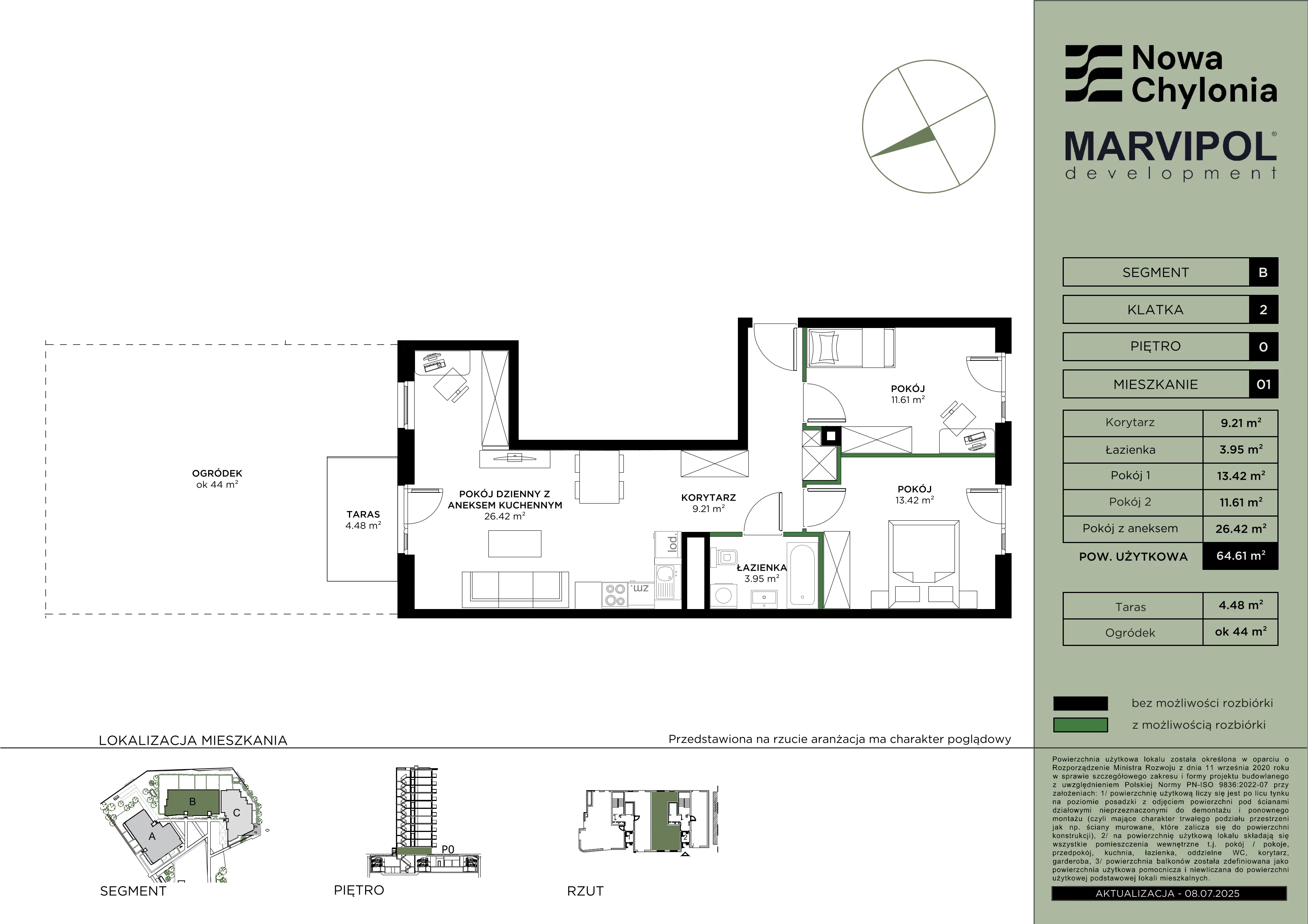 3 pokoje, mieszkanie 64,61 m², parter, oferta nr B/B2-0-01, Nowa Chylonia, Gdynia, Chylonia, Chylonia, ul. Pucka 4