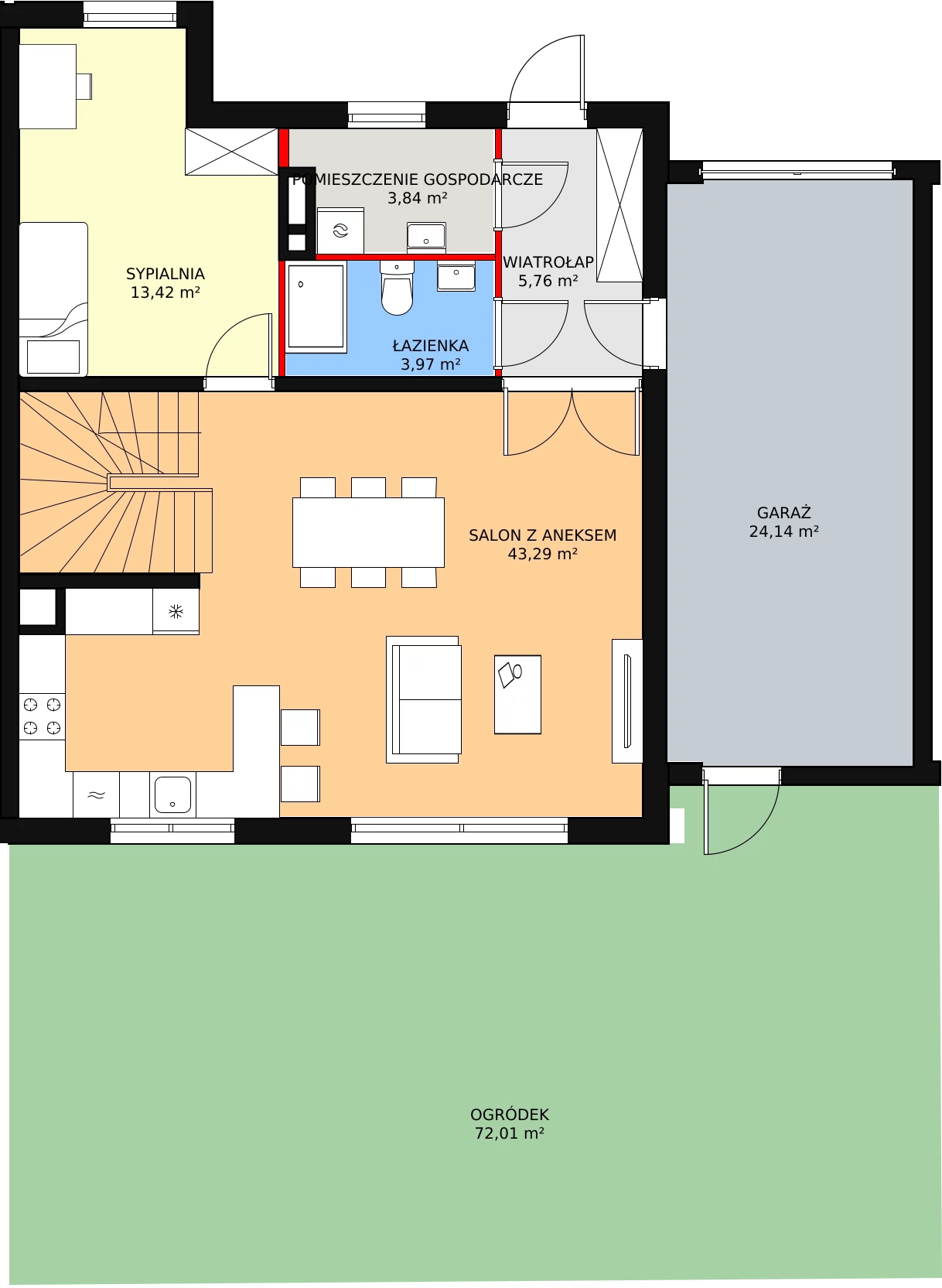 5 pokoi, apartament 138,65 m², parter, oferta nr D2/D2.M1, Motława Garden, Gdańsk, Olszynka, ul. Wspólna 3