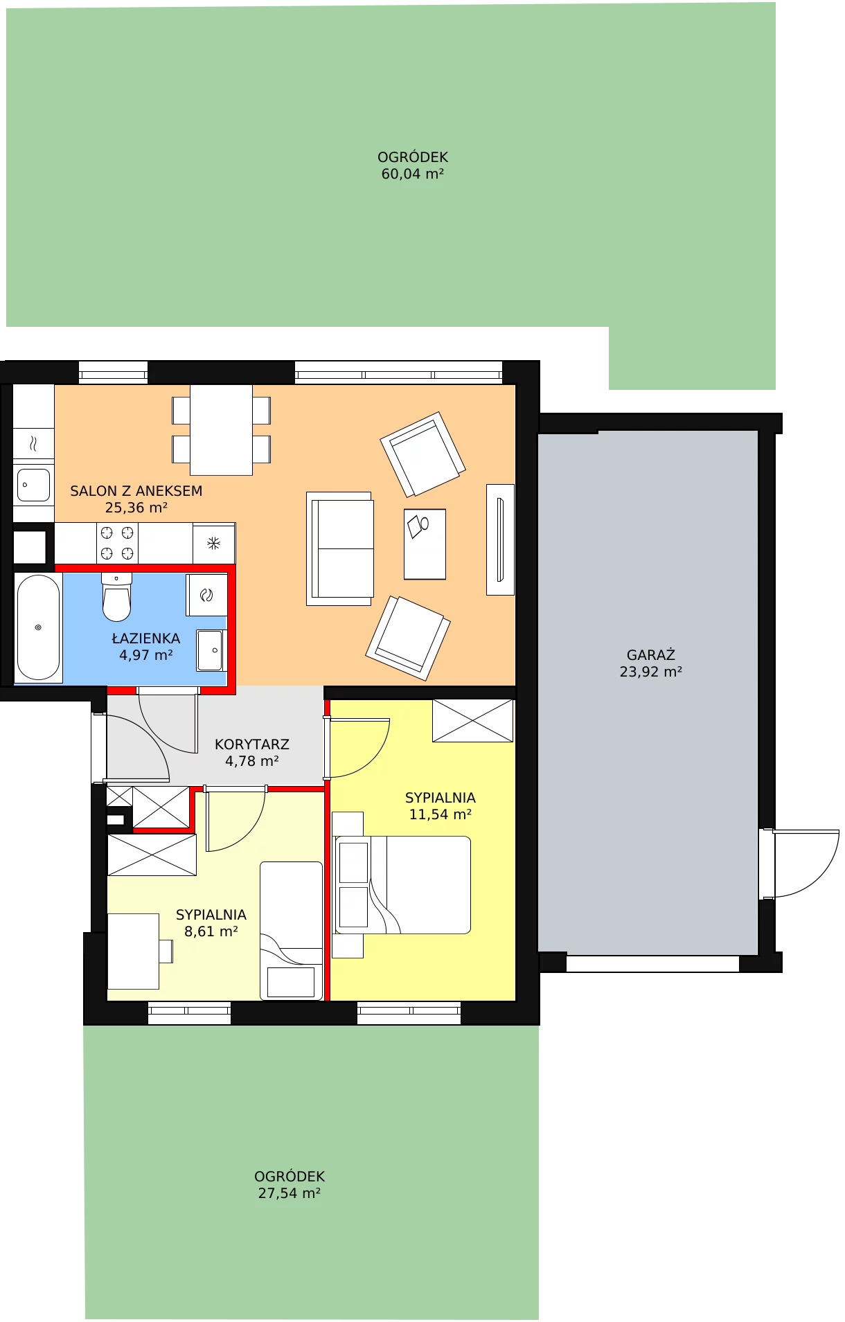 Apartament 57,03 m², parter, oferta nr C3-M2, Motława Garden, Gdańsk, Olszynka, ul. Wspólna 3