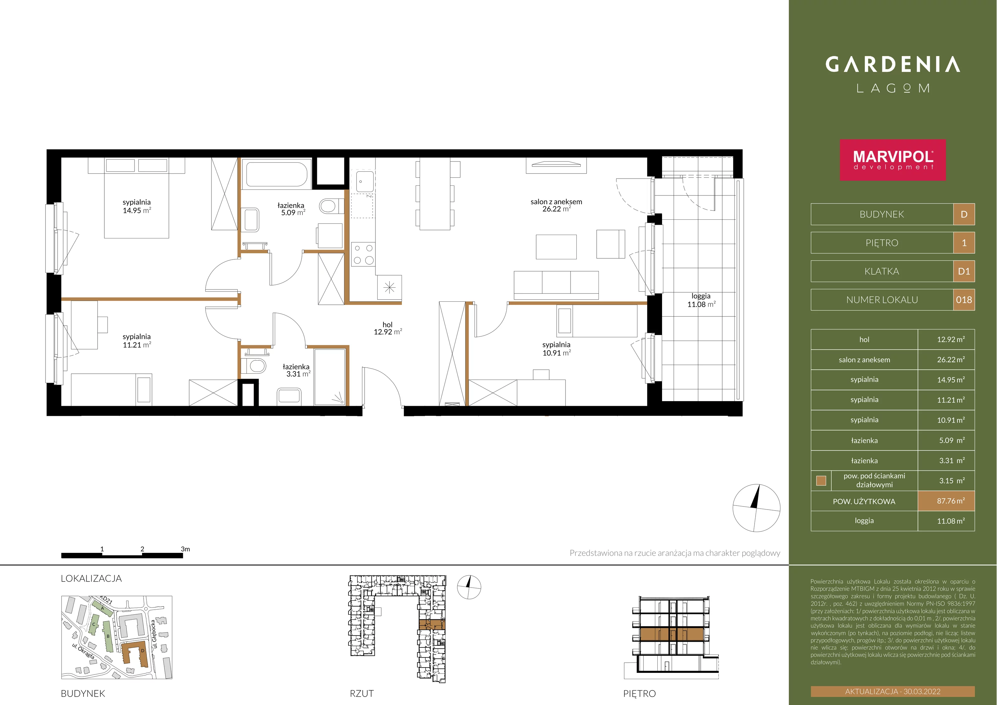 Mieszkanie 87,76 m², piętro 1, oferta nr D018, Gardenia Lagom, Warszawa, Białołęka, Grodzisk, ul. Głębocka 117