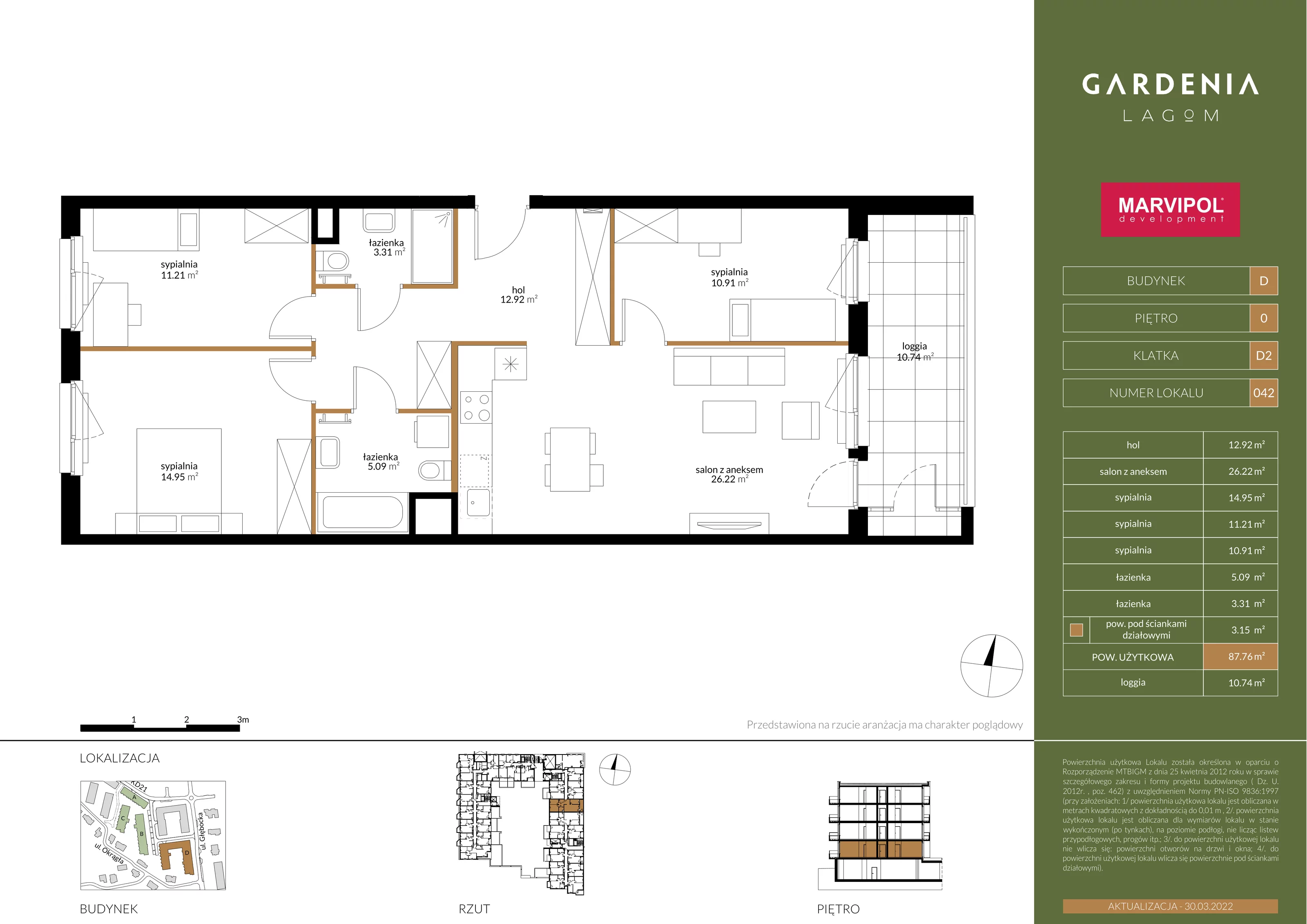 Mieszkanie 87,76 m², parter, oferta nr D042, Gardenia Lagom, Warszawa, Białołęka, Grodzisk, ul. Głębocka 117