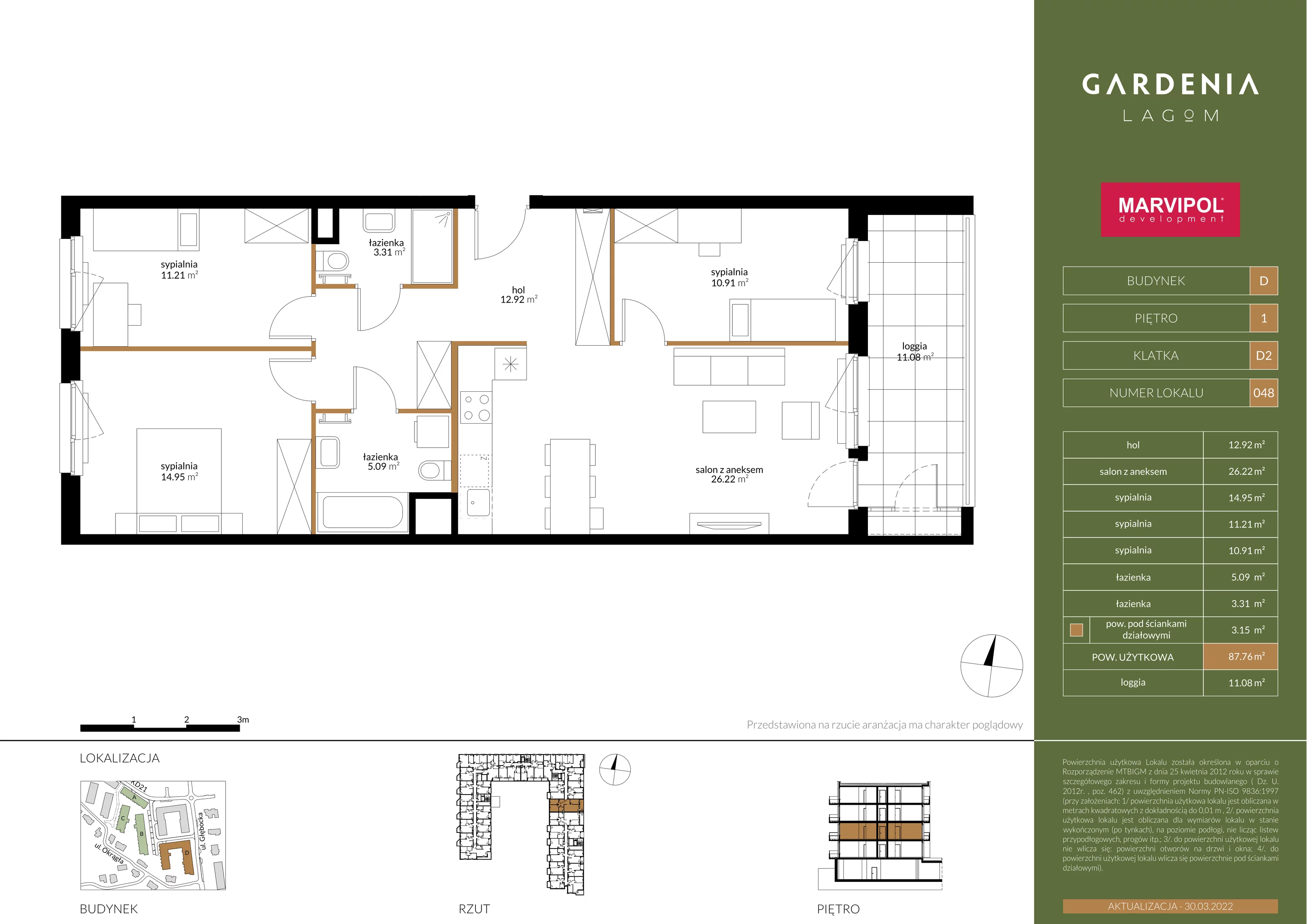 Mieszkanie 87,76 m², piętro 1, oferta nr D048, Gardenia Lagom, Warszawa, Białołęka, Grodzisk, ul. Głębocka 117