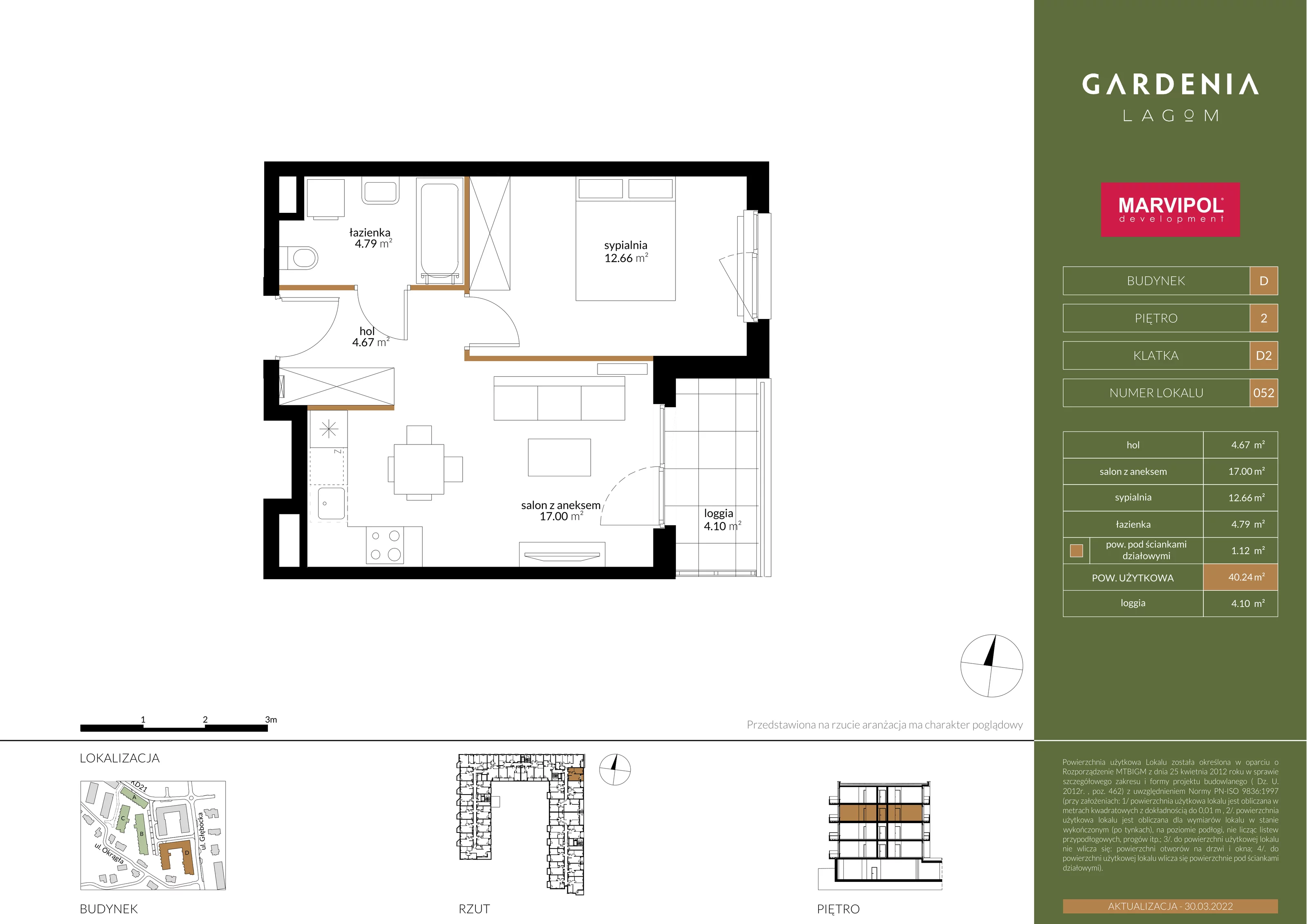 Apartament 40,24 m², piętro 2, oferta nr D052, Gardenia Lagom, Warszawa, Białołęka, Grodzisk, ul. Głębocka 117