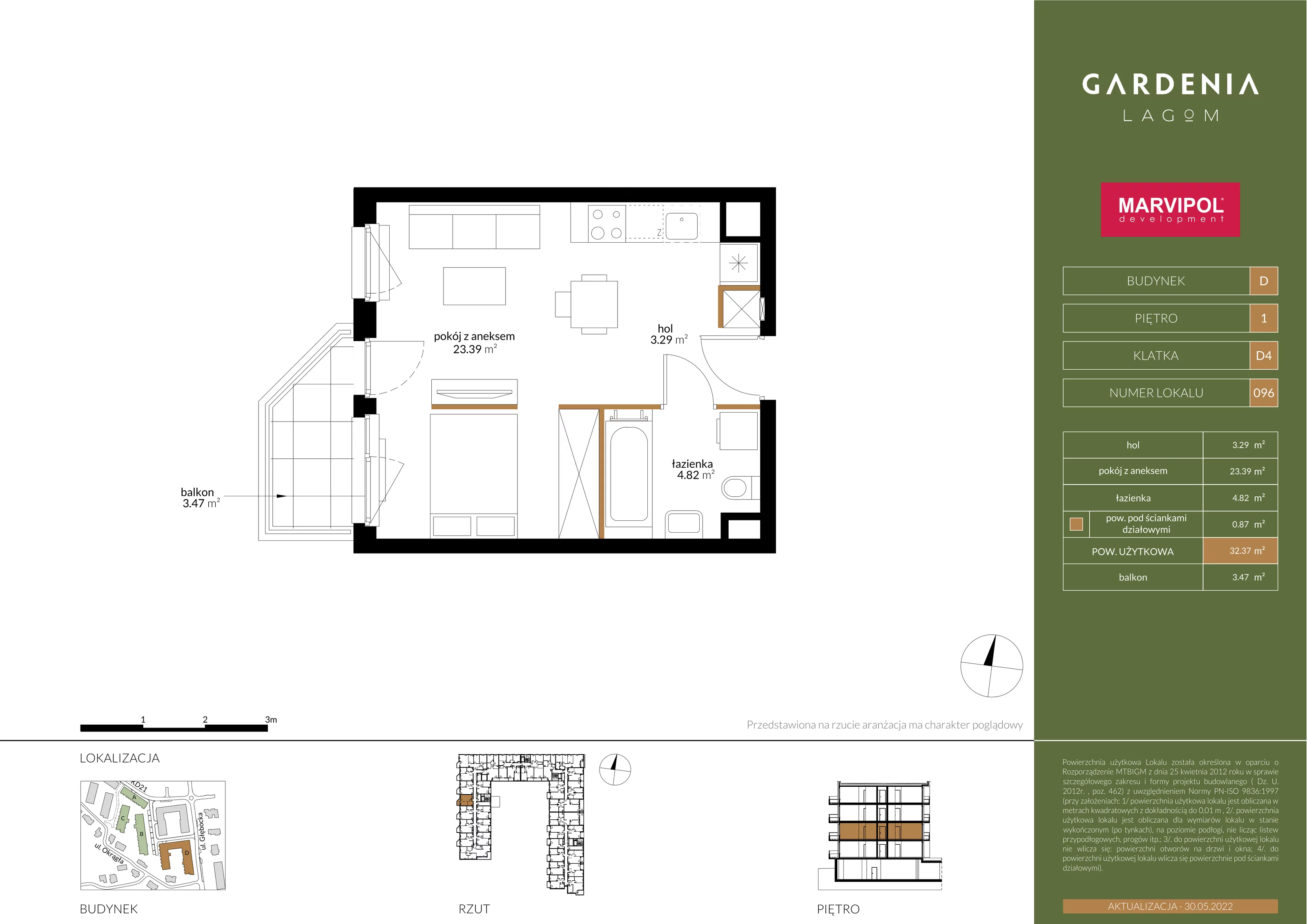Apartament 32,37 m², piętro 1, oferta nr D096, Gardenia Lagom, Warszawa, Białołęka, Grodzisk, ul. Głębocka 117
