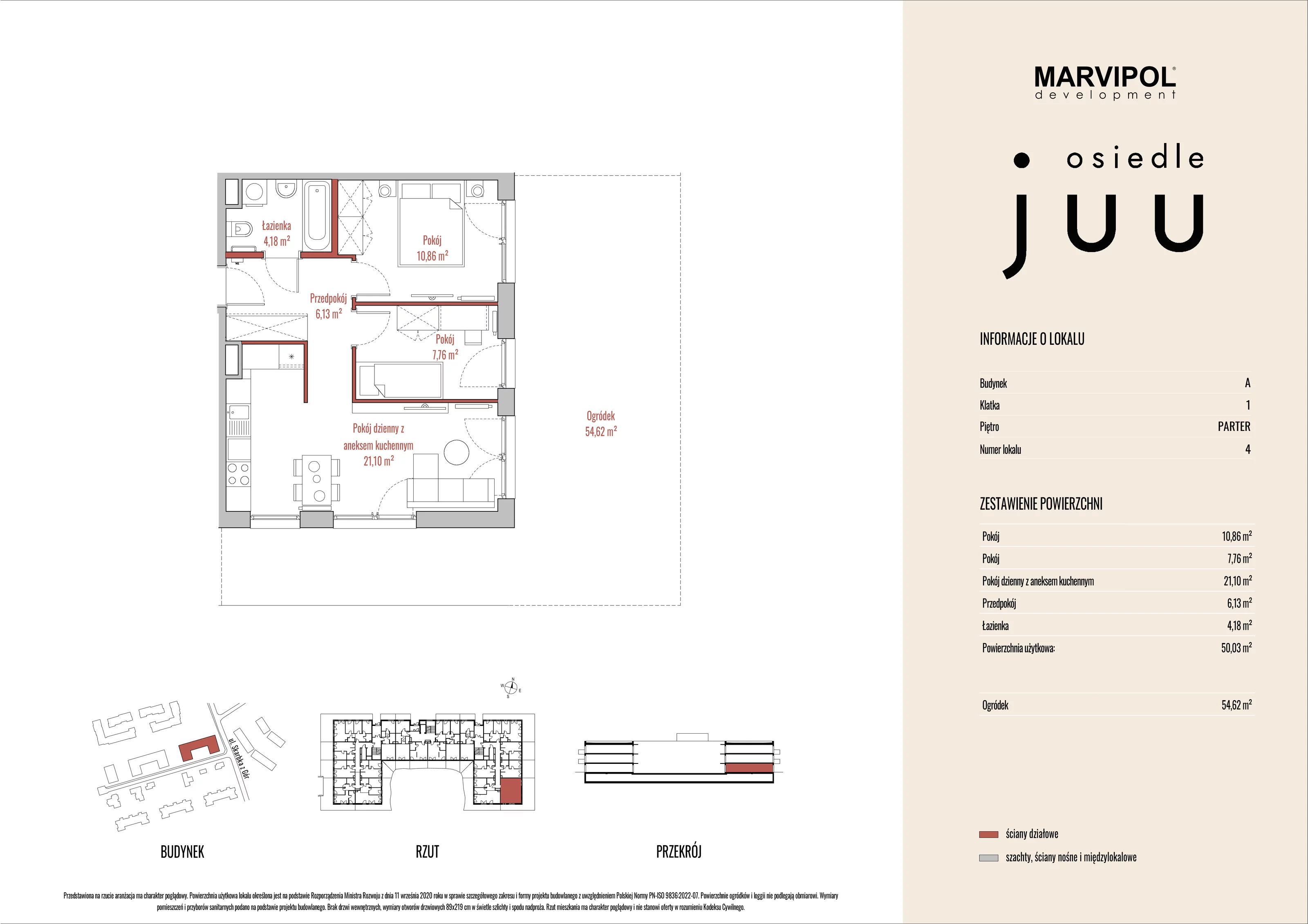 Mieszkanie 50,03 m², parter, oferta nr A_M004, Osiedle Juu, Warszawa, Białołęka, Grodzisk, ul. Skarbka z Gór 47