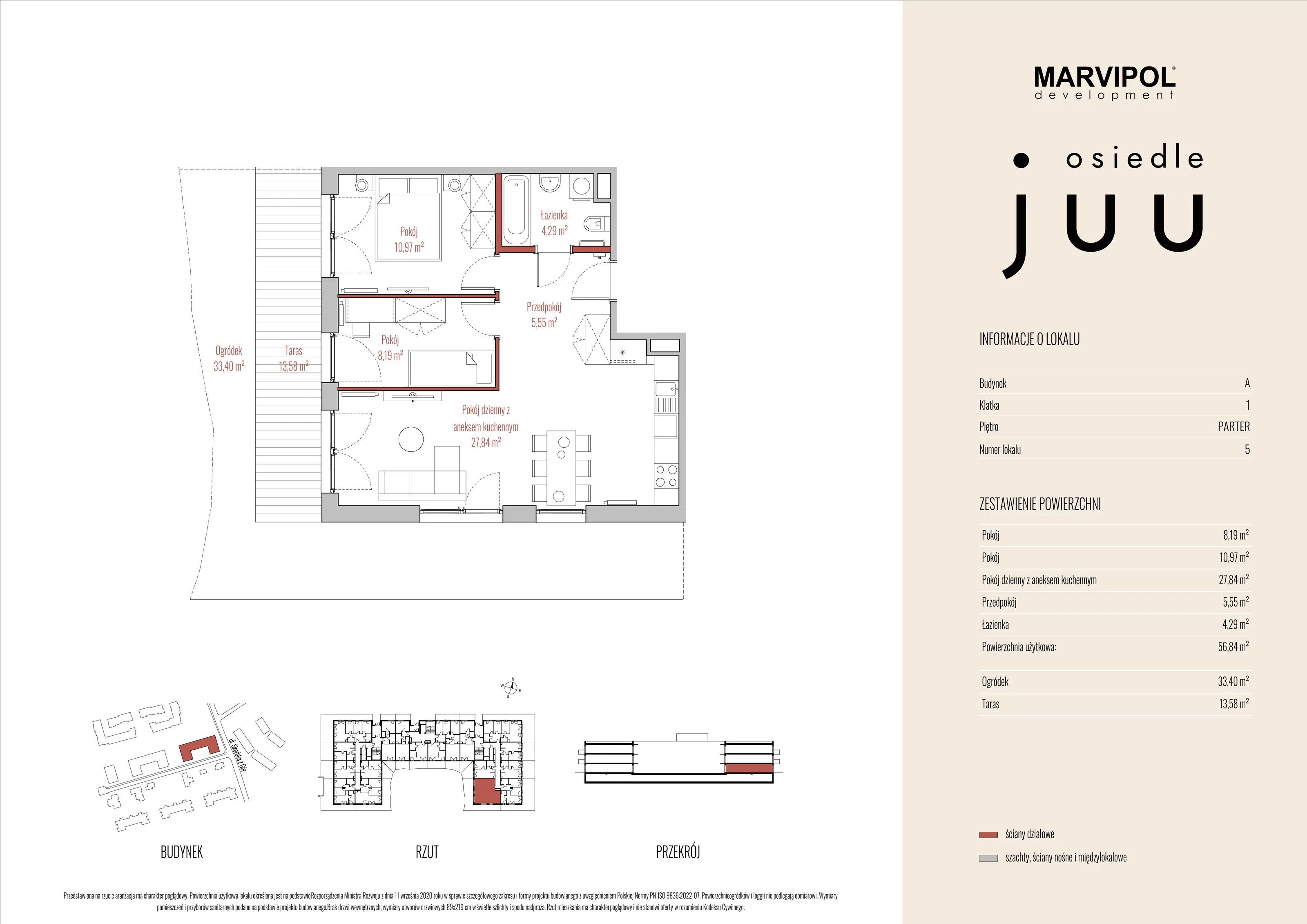 Mieszkanie 56,84 m², parter, oferta nr A_M005, Osiedle Juu, Warszawa, Białołęka, Grodzisk, ul. Skarbka z Gór 47