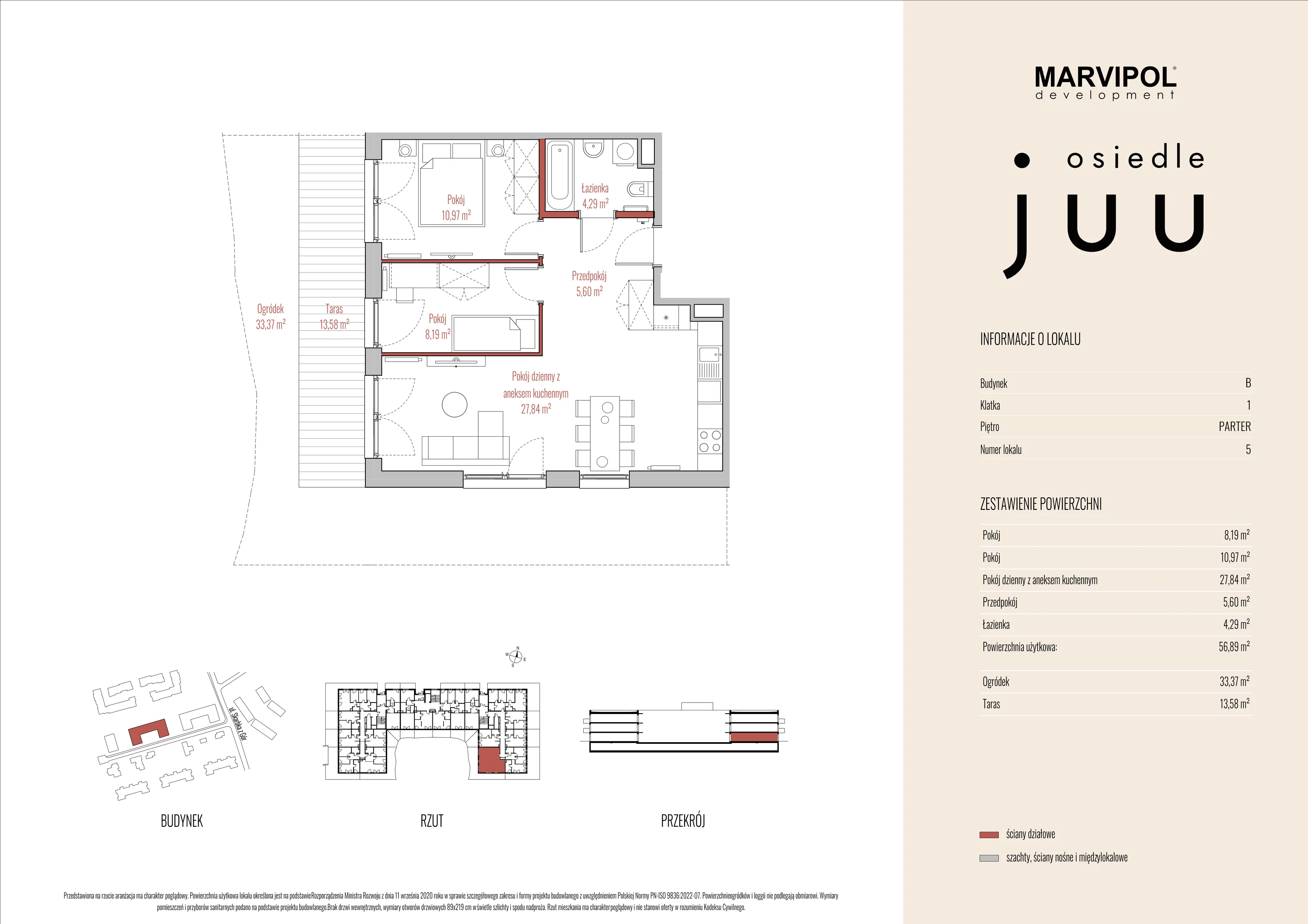 Mieszkanie 56,89 m², parter, oferta nr B_M005, Osiedle Juu, Warszawa, Białołęka, Grodzisk, ul. Skarbka z Gór 47