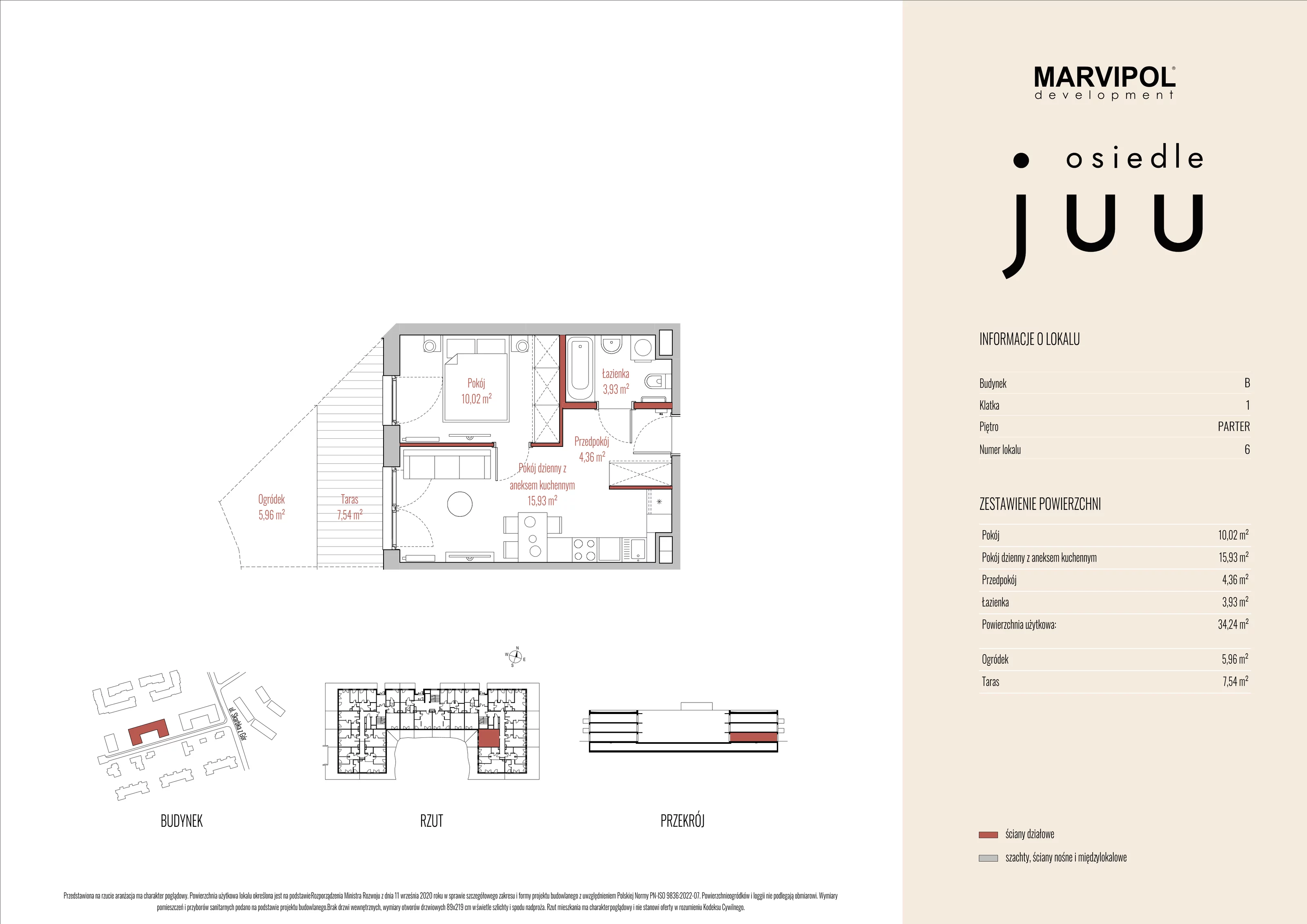 Mieszkanie 34,24 m², parter, oferta nr B_M006, Osiedle Juu, Warszawa, Białołęka, Grodzisk, ul. Skarbka z Gór 47