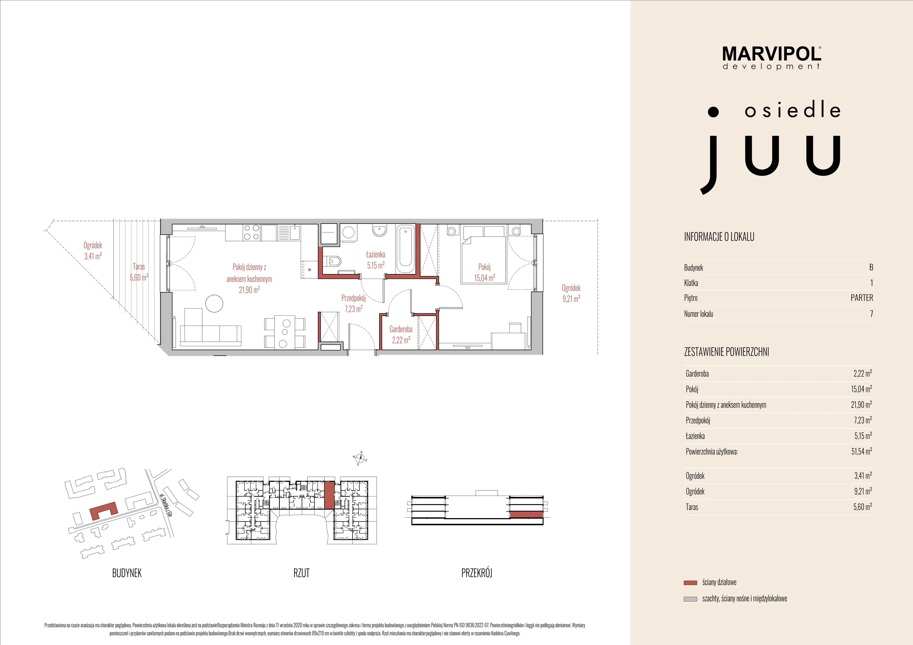 Mieszkanie 51,54 m², parter, oferta nr B_M007, Osiedle Juu, Warszawa, Białołęka, Grodzisk, ul. Skarbka z Gór 47