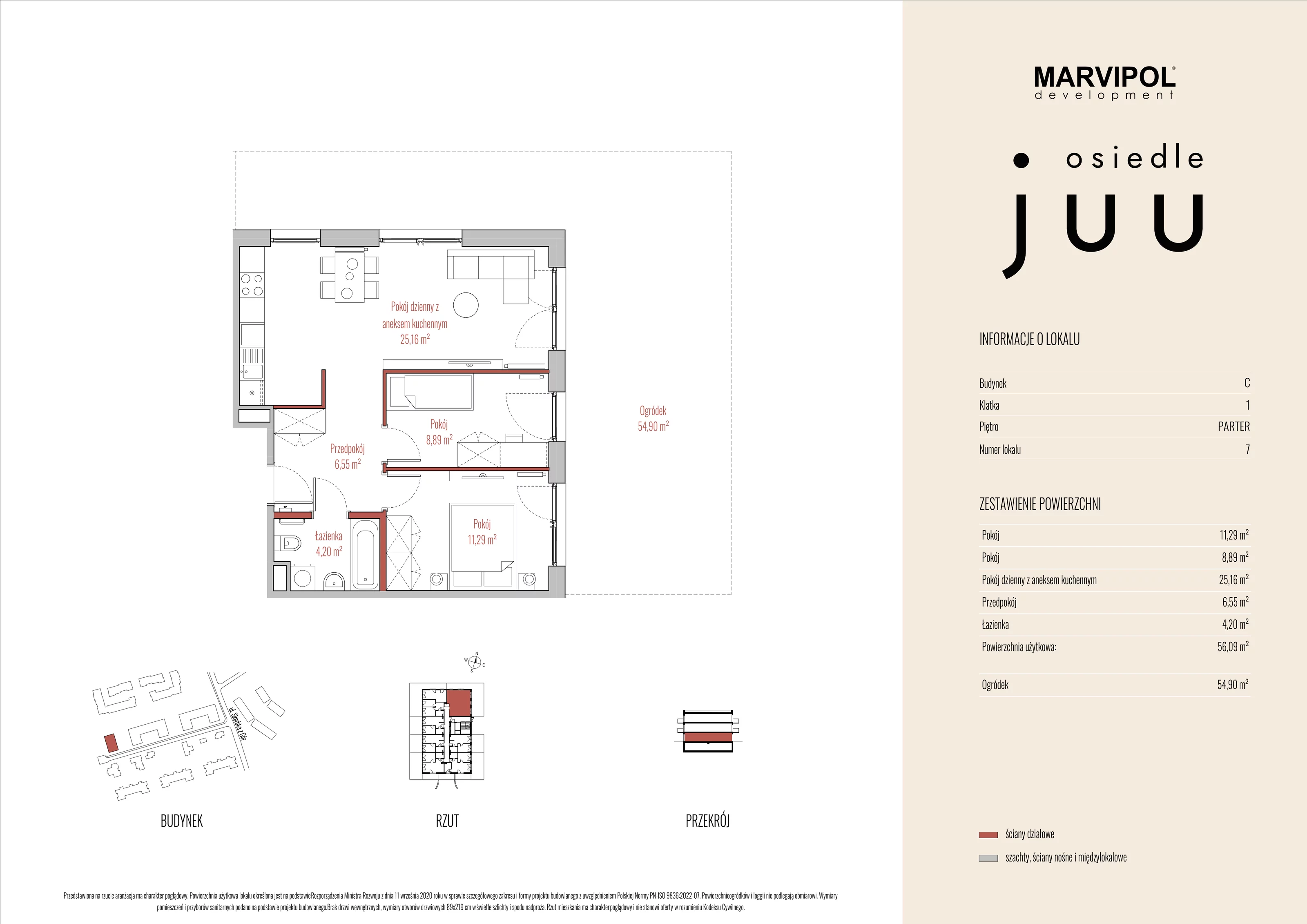 Mieszkanie 56,09 m², parter, oferta nr C_M007, Osiedle Juu, Warszawa, Białołęka, Grodzisk, ul. Skarbka z Gór 47