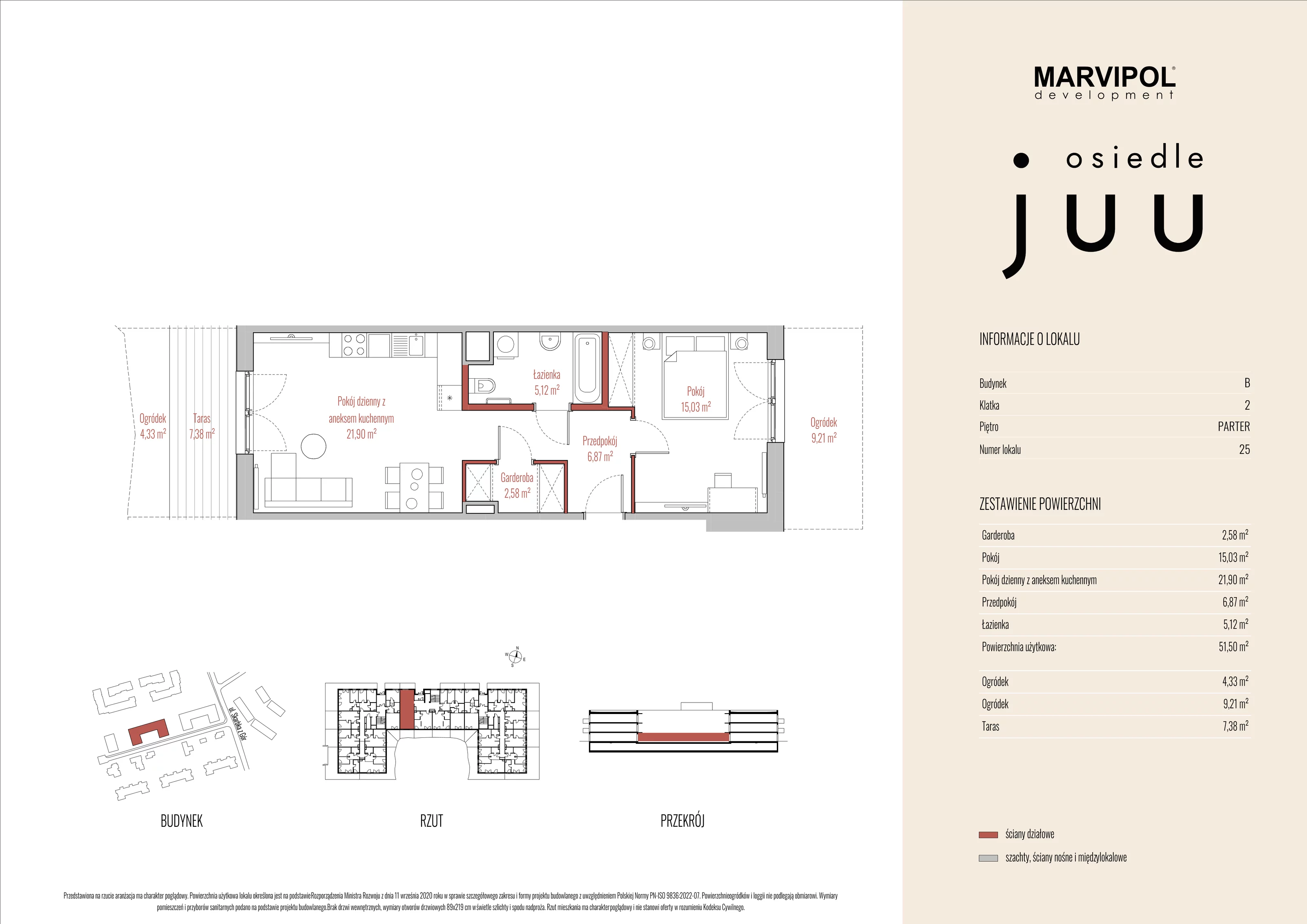 Mieszkanie 51,50 m², parter, oferta nr B_M025, Osiedle Juu, Warszawa, Białołęka, Grodzisk, ul. Skarbka z Gór 47