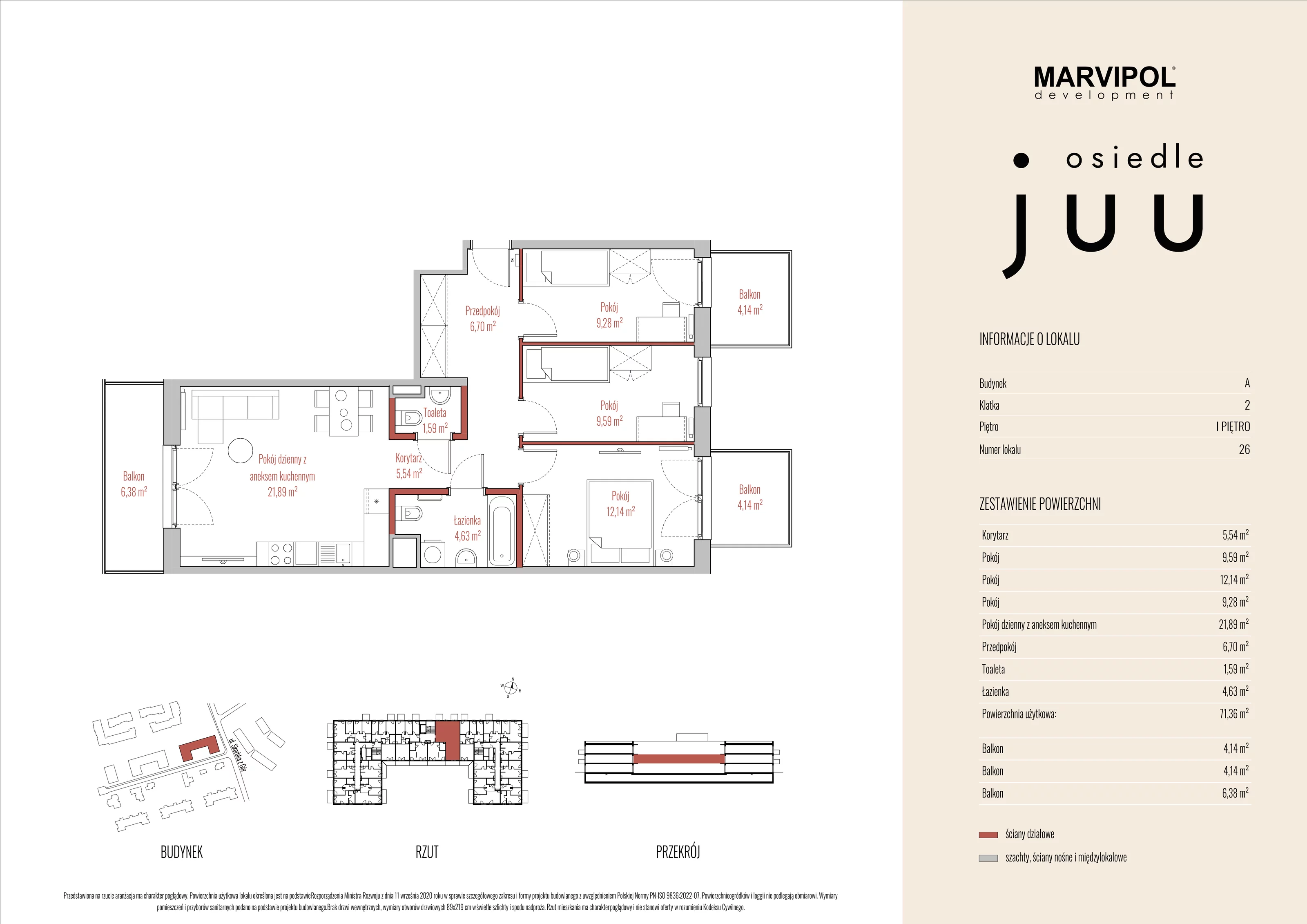 Mieszkanie 71,36 m², piętro 1, oferta nr A_M026, Osiedle Juu, Warszawa, Białołęka, Grodzisk, ul. Skarbka z Gór 47