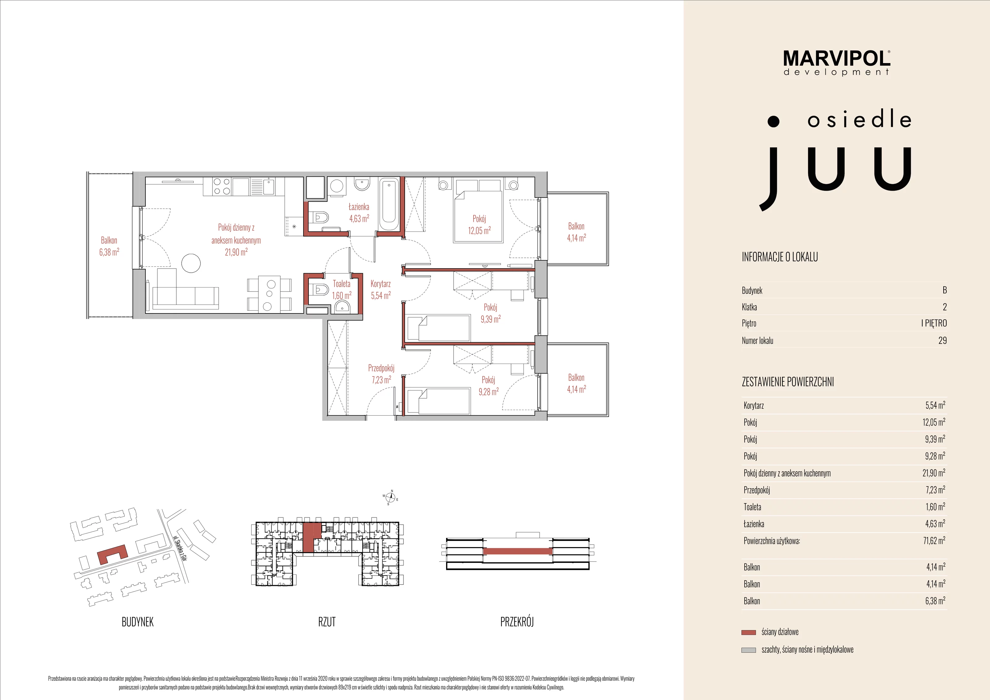 Mieszkanie 71,62 m², piętro 1, oferta nr B_M029, Osiedle Juu, Warszawa, Białołęka, Grodzisk, ul. Skarbka z Gór 47