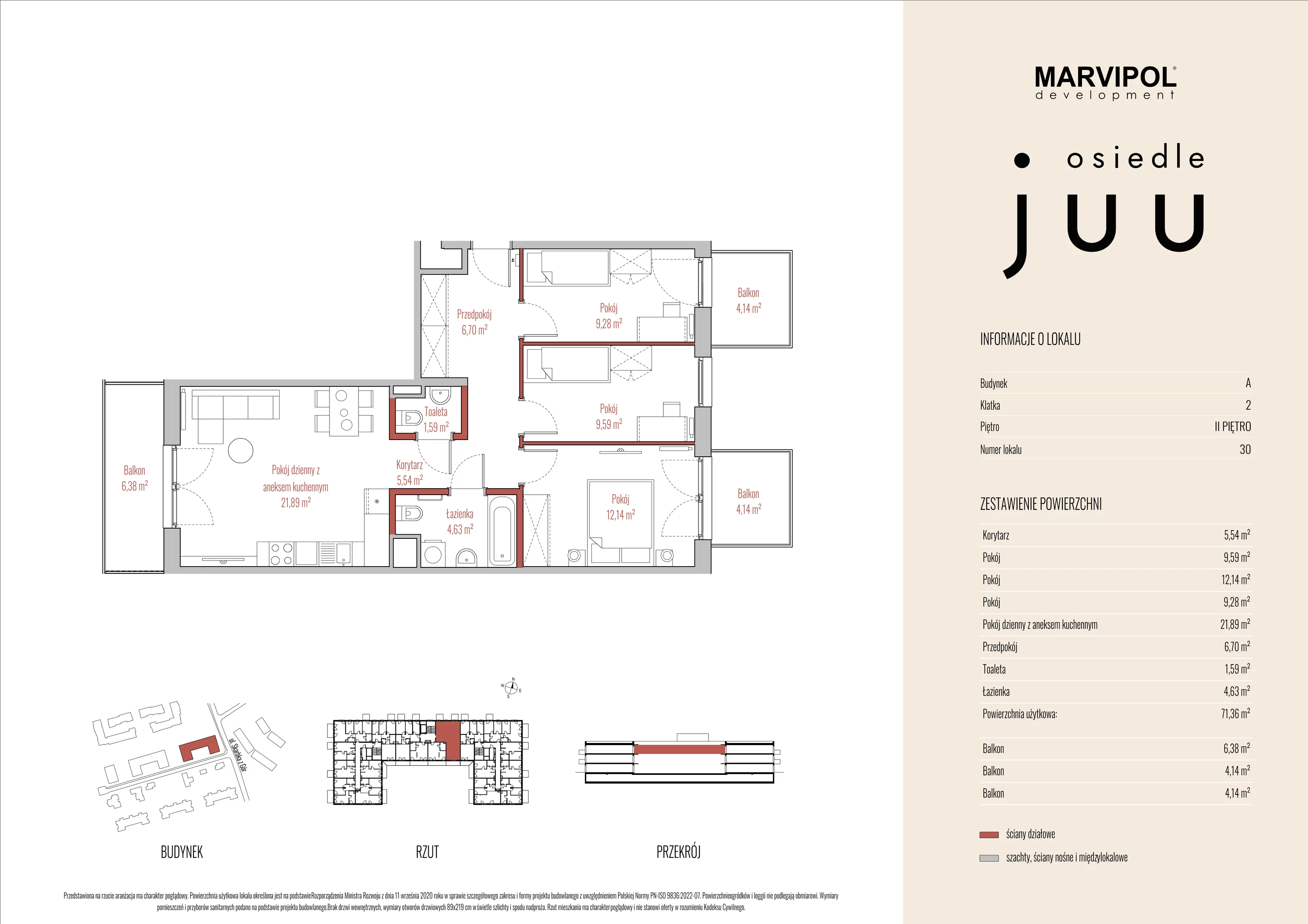 Mieszkanie 71,36 m², piętro 2, oferta nr A_M030, Osiedle Juu, Warszawa, Białołęka, Grodzisk, ul. Skarbka z Gór 47