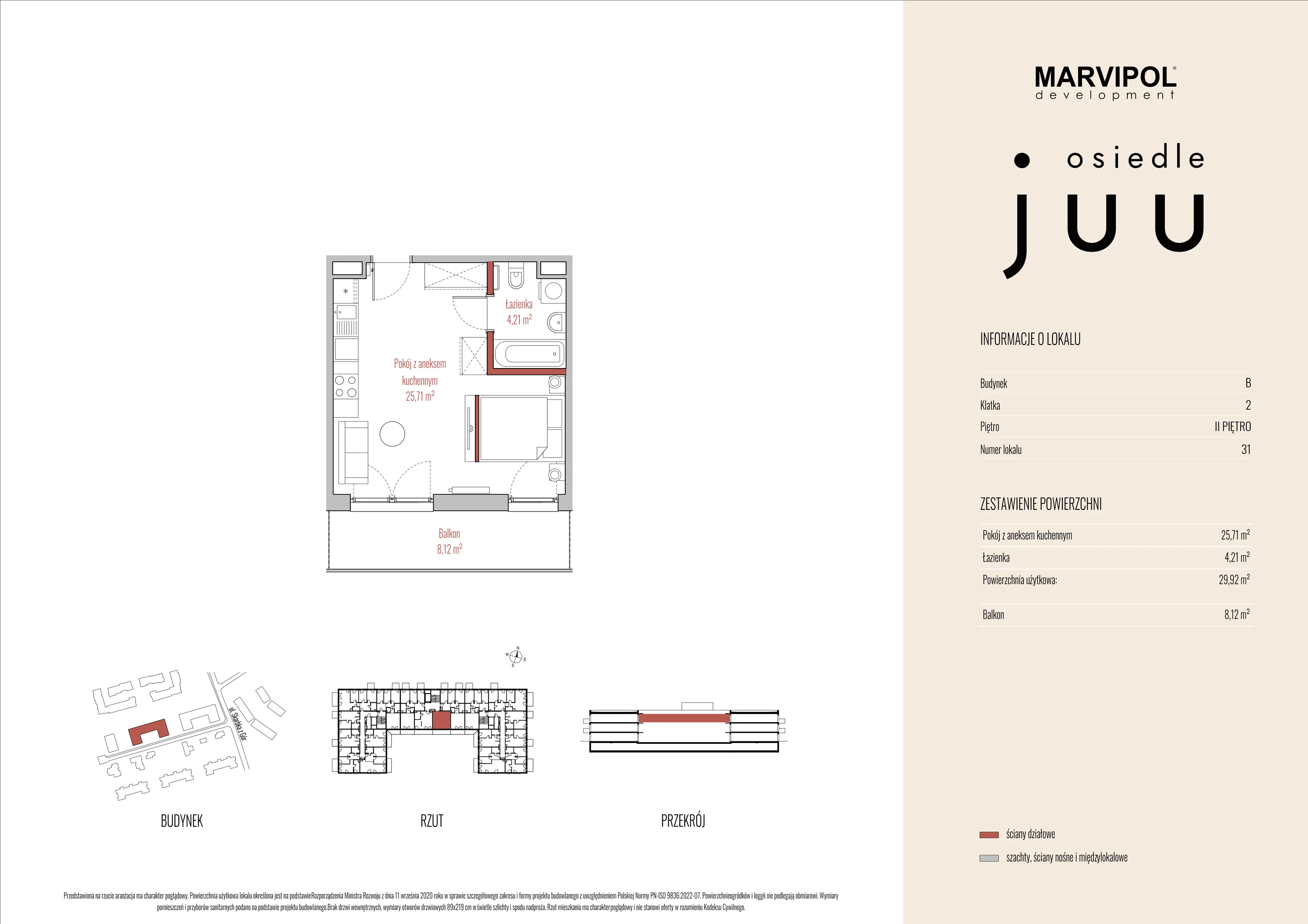 Mieszkanie 29,92 m², piętro 2, oferta nr B_M031, Osiedle Juu, Warszawa, Białołęka, Grodzisk, ul. Skarbka z Gór 47