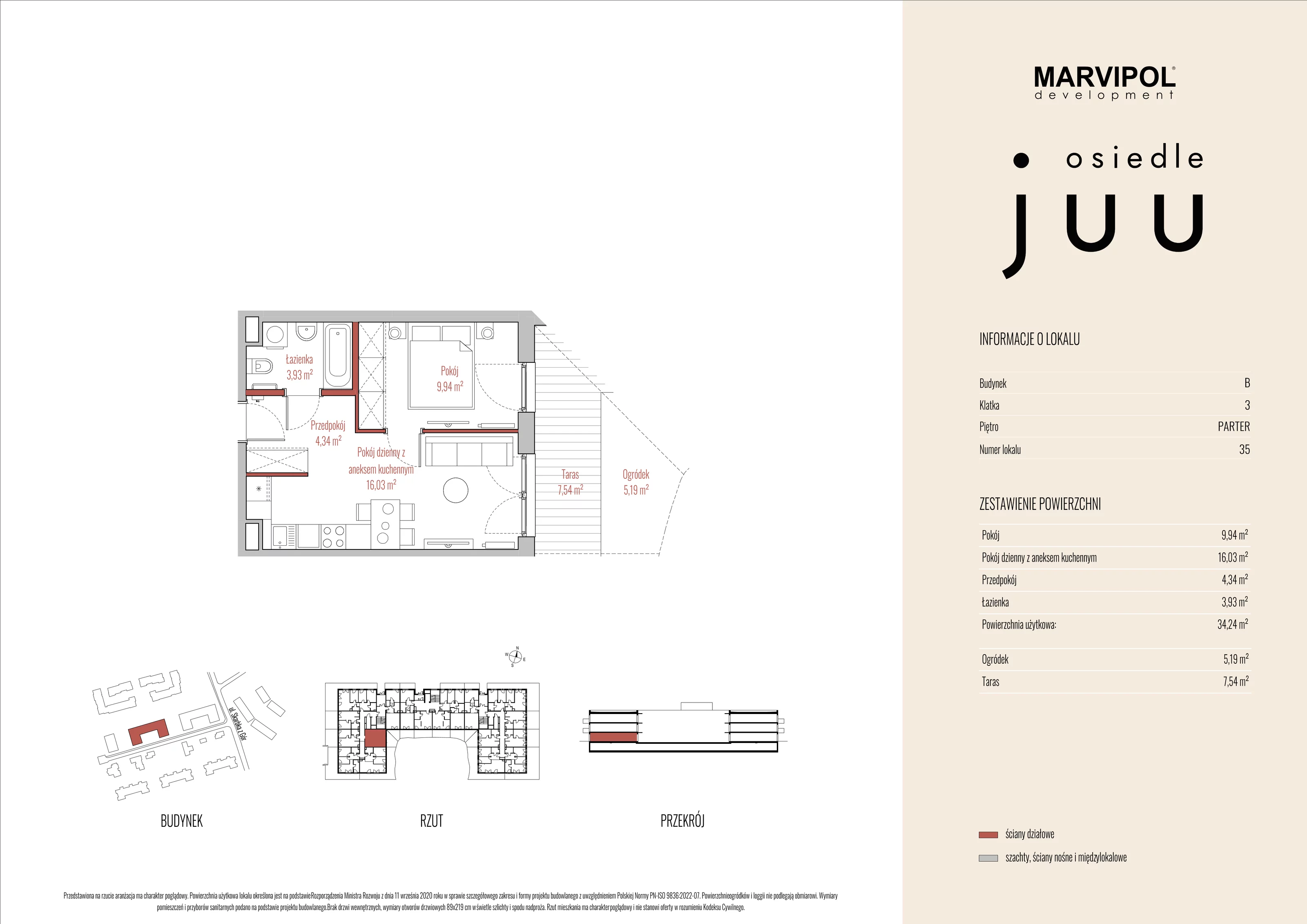 Mieszkanie 34,24 m², parter, oferta nr B_M035, Osiedle Juu, Warszawa, Białołęka, Grodzisk, ul. Skarbka z Gór 47