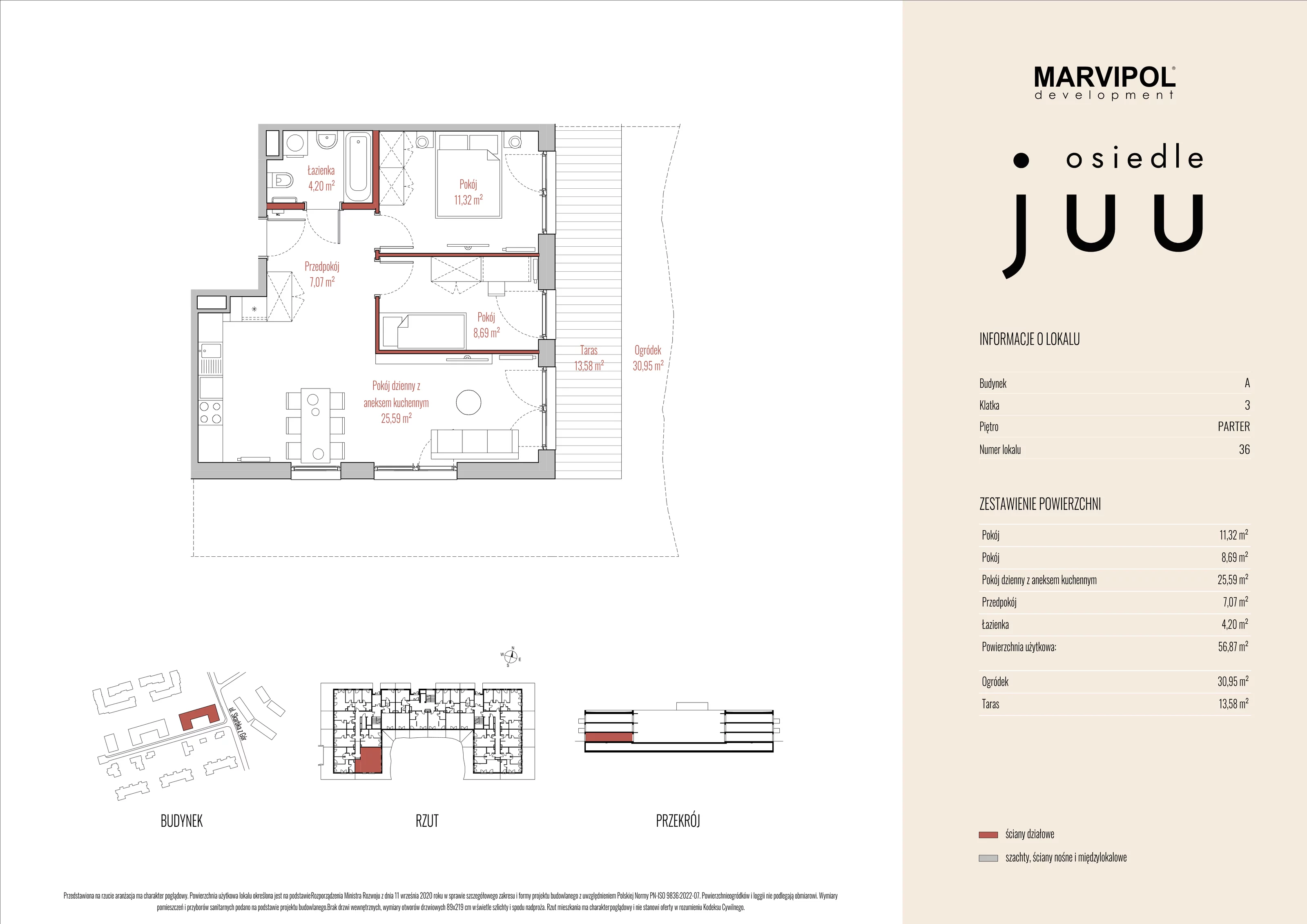 Mieszkanie 56,87 m², parter, oferta nr A_M036, Osiedle Juu, Warszawa, Białołęka, Grodzisk, ul. Skarbka z Gór 47