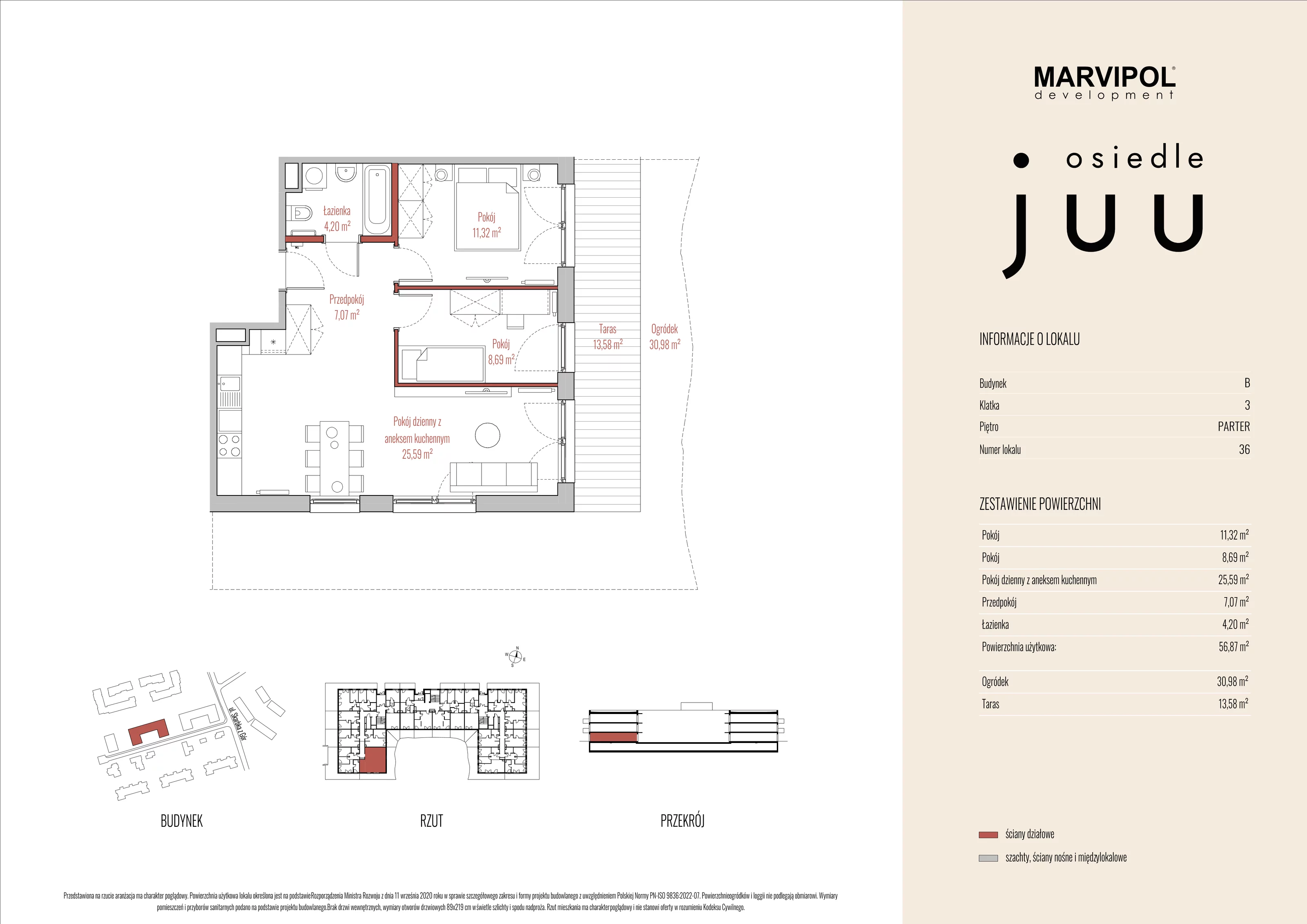 Mieszkanie 56,87 m², parter, oferta nr B_M036, Osiedle Juu, Warszawa, Białołęka, Grodzisk, ul. Skarbka z Gór 47