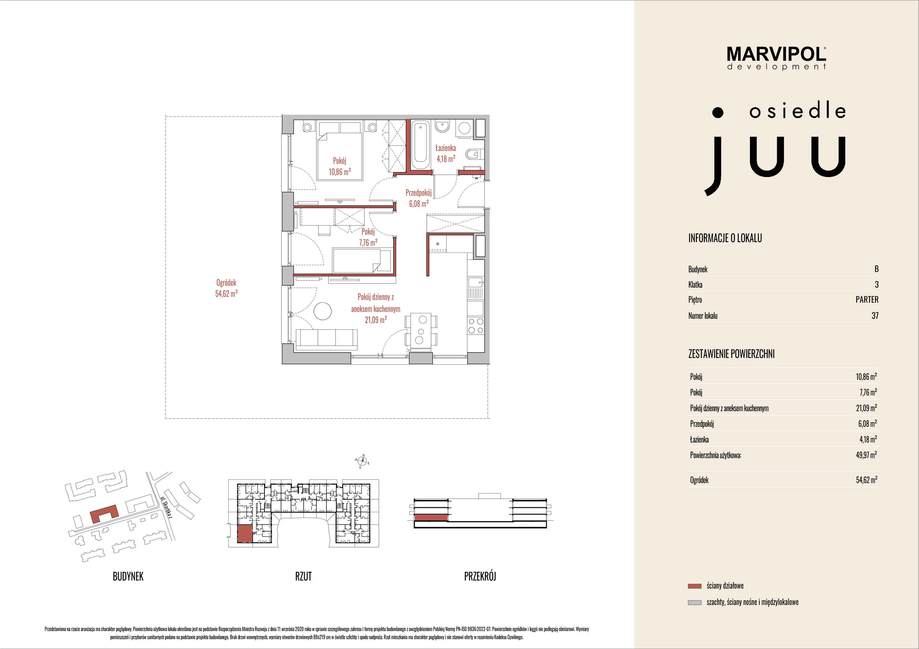 Mieszkanie 49,97 m², parter, oferta nr B_M037, Osiedle Juu, Warszawa, Białołęka, Grodzisk, ul. Skarbka z Gór 47