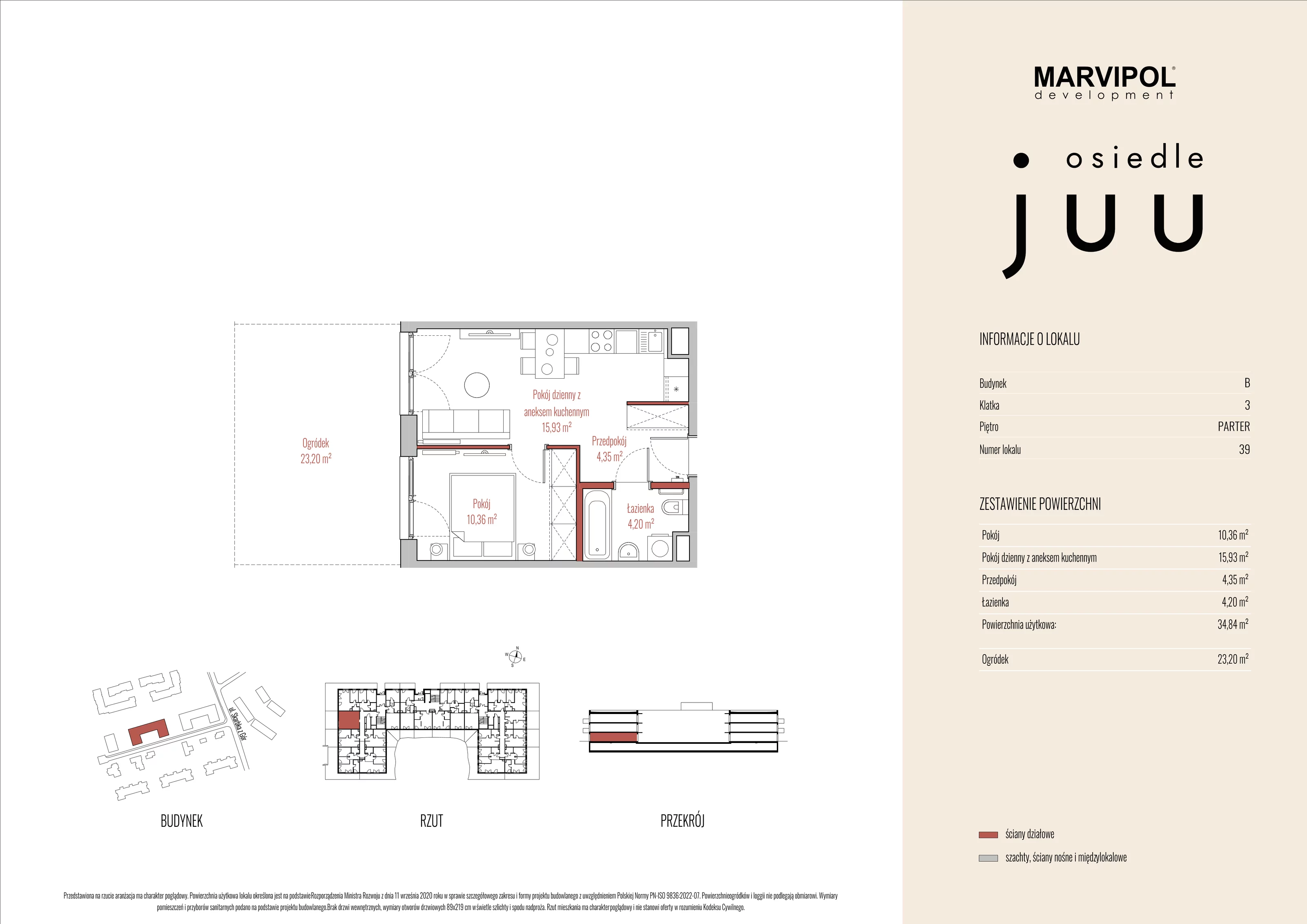 Mieszkanie 34,84 m², parter, oferta nr B_M039, Osiedle Juu, Warszawa, Białołęka, Grodzisk, ul. Skarbka z Gór 47