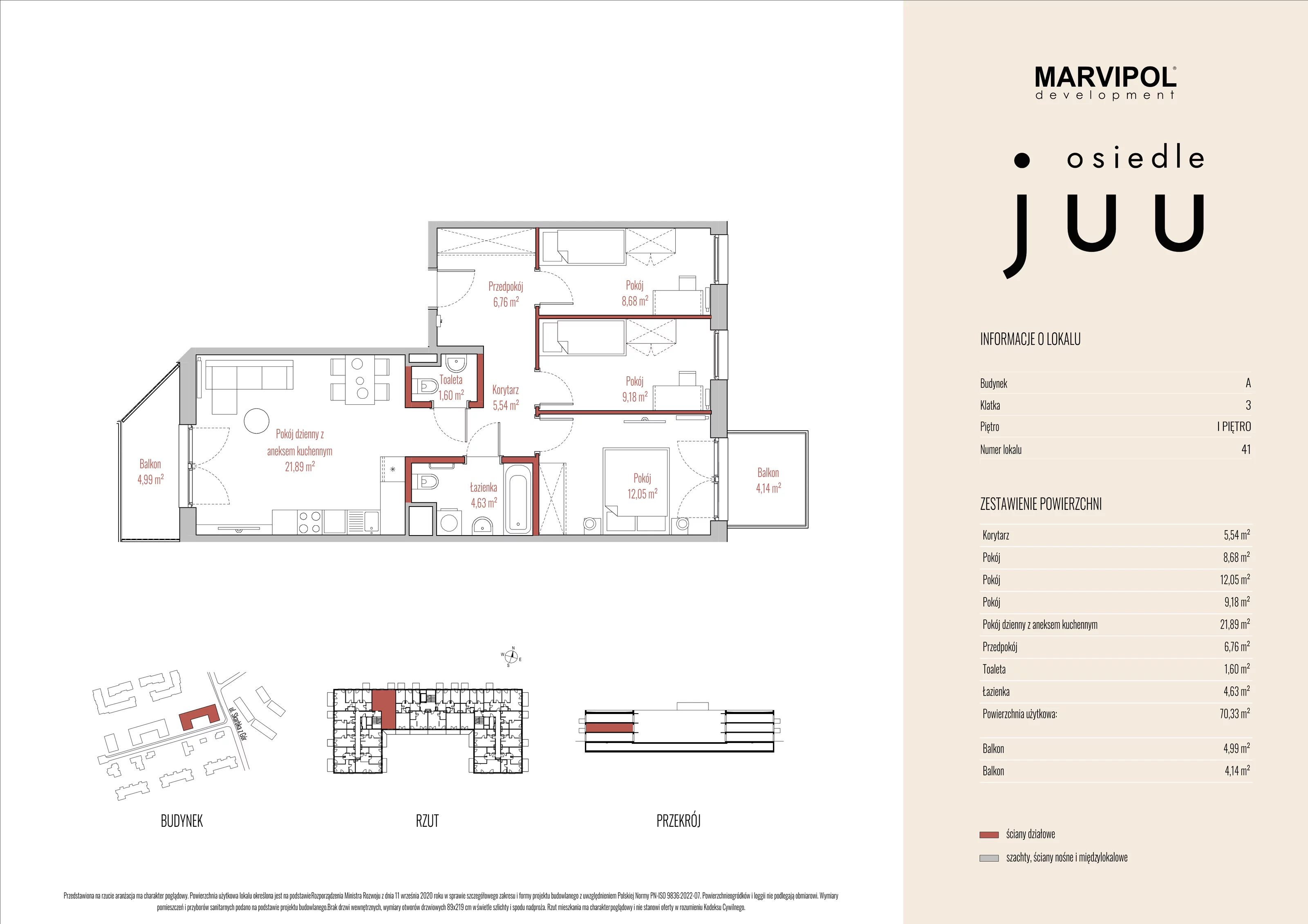 Mieszkanie 70,33 m², piętro 1, oferta nr A_M041, Osiedle Juu, Warszawa, Białołęka, Grodzisk, ul. Skarbka z Gór 47-idx