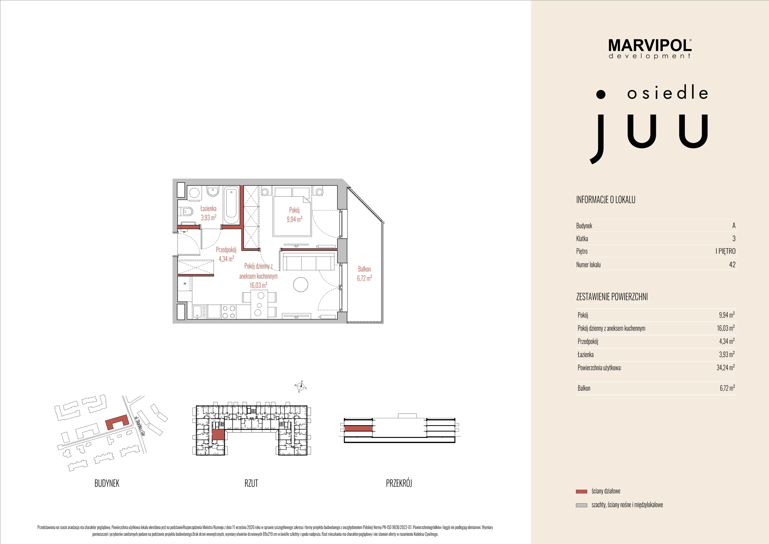 Mieszkanie 34,24 m², piętro 1, oferta nr A_M042, Osiedle Juu, Warszawa, Białołęka, Grodzisk, ul. Skarbka z Gór 47