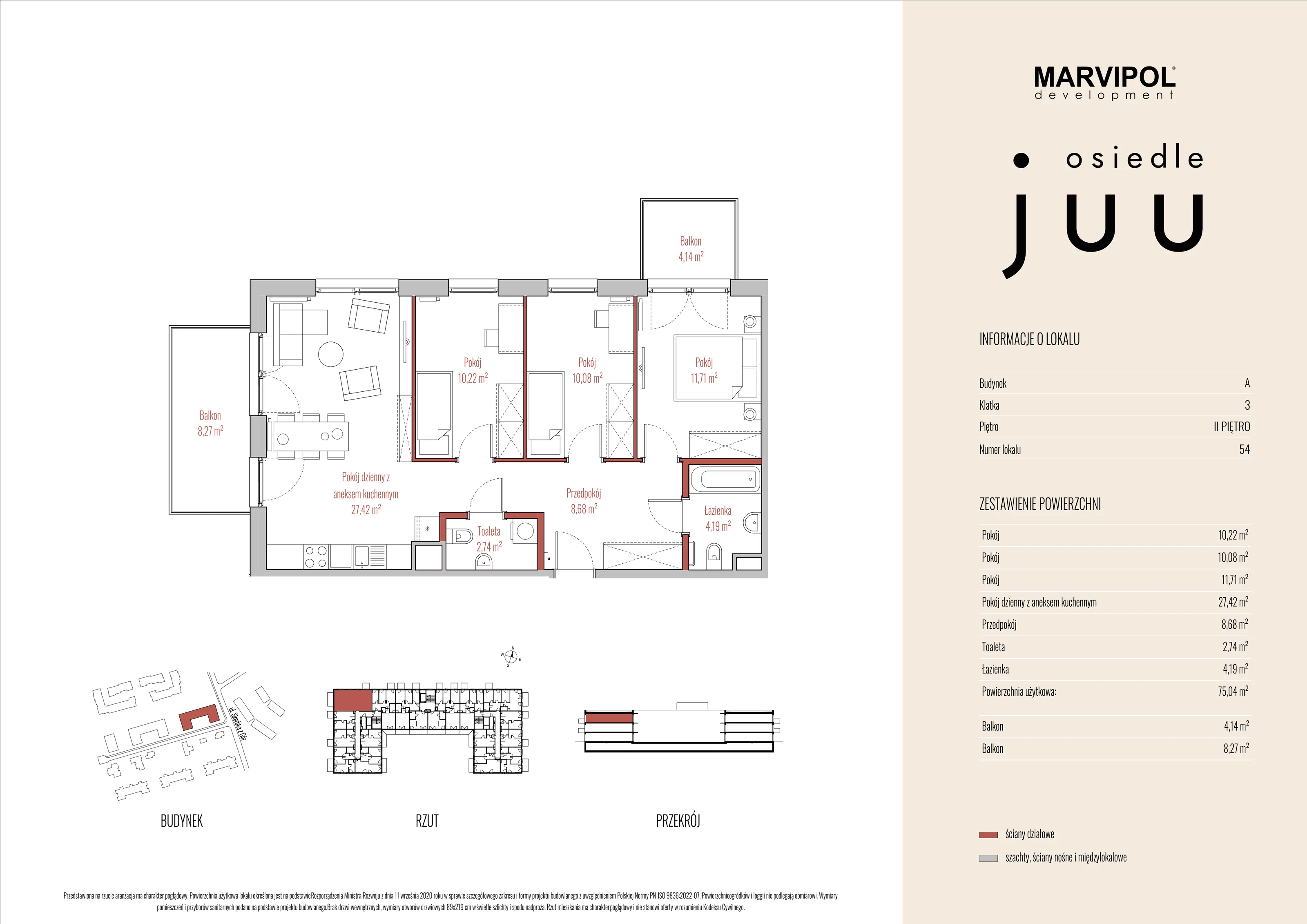 Mieszkanie 75,04 m², piętro 2, oferta nr A_M054, Osiedle Juu, Warszawa, Białołęka, Grodzisk, ul. Skarbka z Gór 47-idx