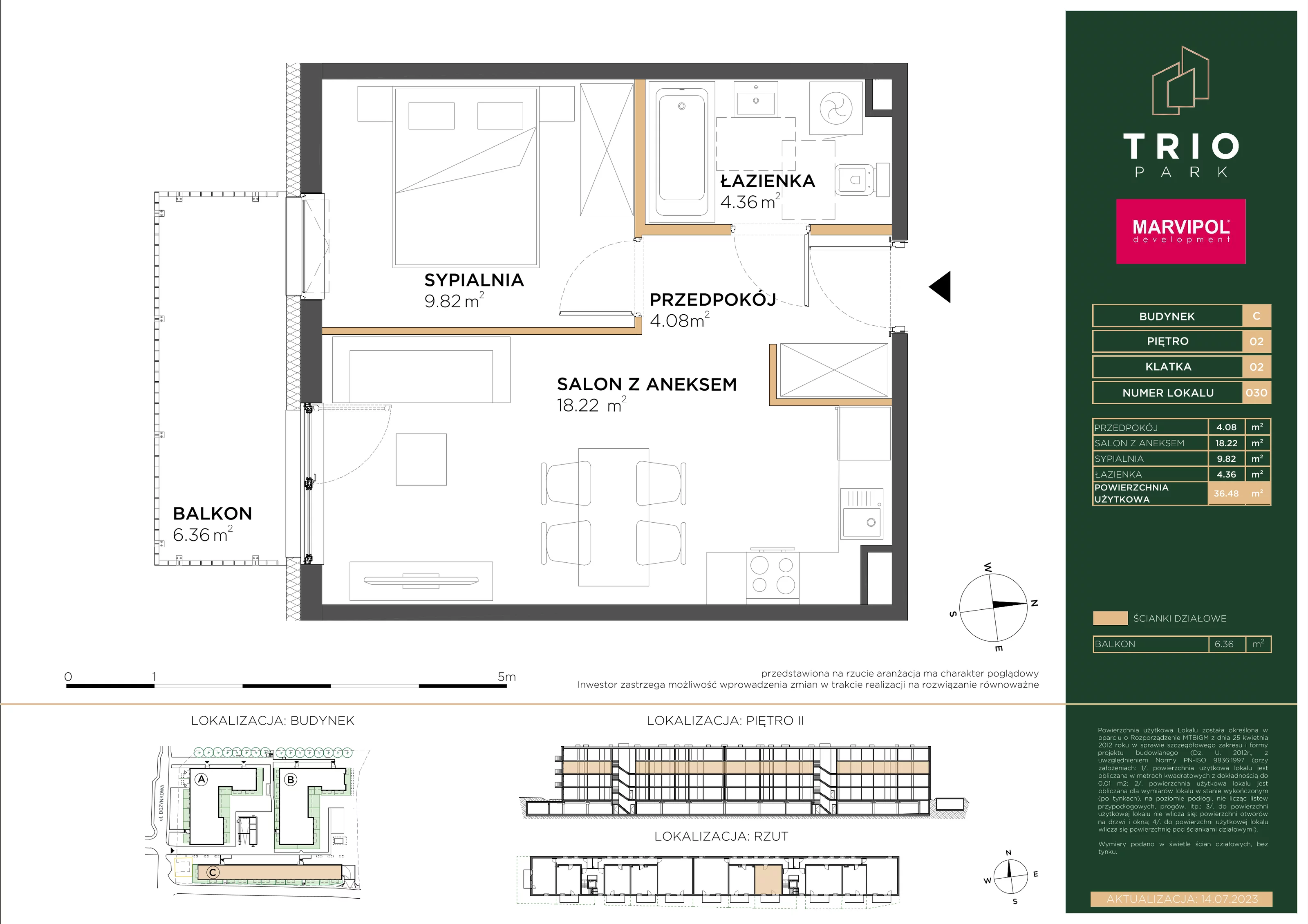 Apartament 36,48 m², piętro 2, oferta nr C030, Trio Park, Wrocław, Klecina, Krzyki, ul. Dożynkowa