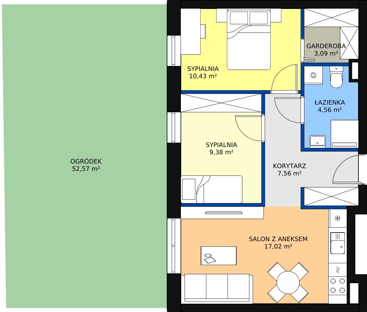 Zalety apartamentu 52.04 m², 10A.M2