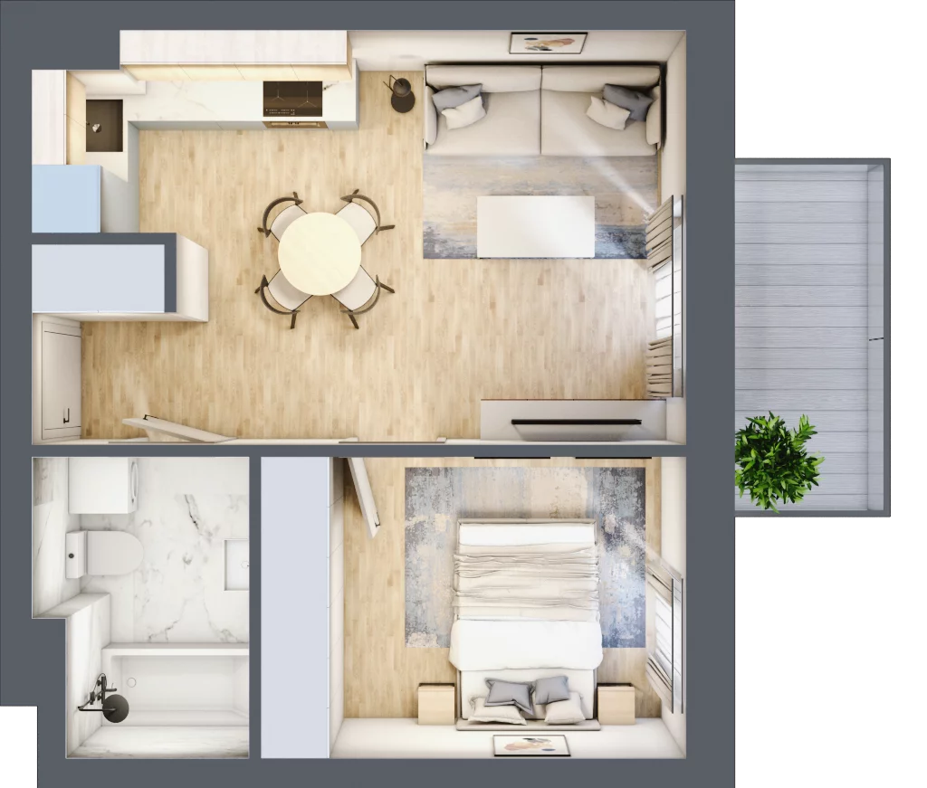 2 pokoje, mieszkanie 35,53 m², piętro 1, oferta nr 11B.M6, Willa Magnolia, Siechnice, ul. Magnoliowa