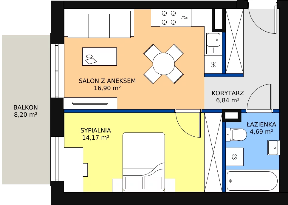Zalety mieszkania 42.6 m², 1A.M4