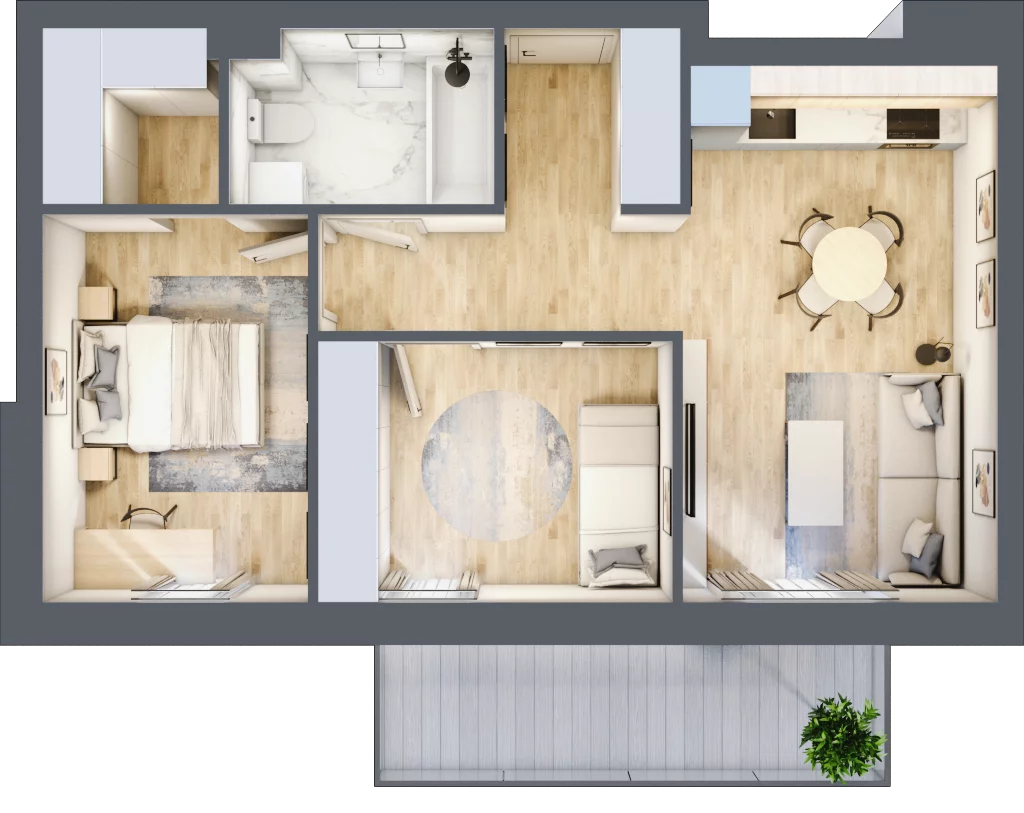 3 pokoje, apartament 52,04 m², piętro 2, oferta nr 1A.M8, Willa Magnolia, Siechnice, ul. Magnoliowa