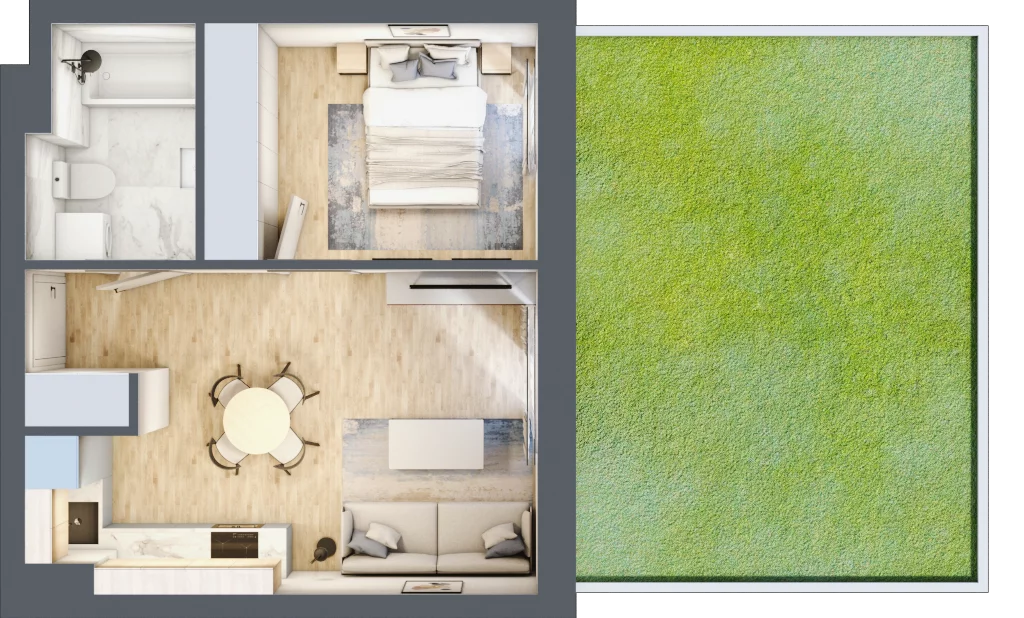 2 pokoje, mieszkanie 35,53 m², parter, oferta nr 4B.M3, Willa Magnolia, Siechnice, ul. Magnoliowa