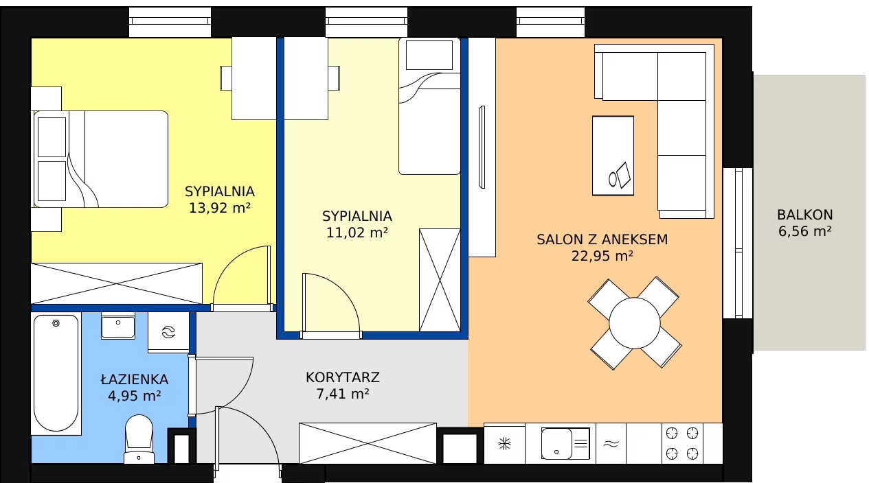Zalety apartamentu 60.25 m², 4B.M5