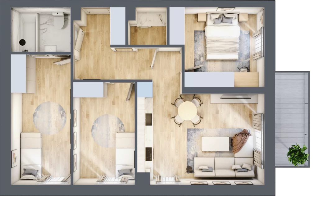 4 pokoje, mieszkanie 67,02 m², piętro 1, oferta nr 4B.M8, Willa Magnolia, Siechnice, ul. Magnoliowa