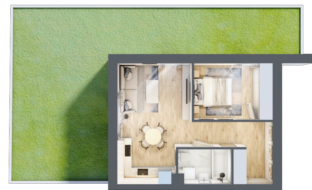 2 pokoje, mieszkanie 39,22 m², parter, oferta nr 5A.M3, Willa Magnolia, Siechnice, ul. Magnoliowa