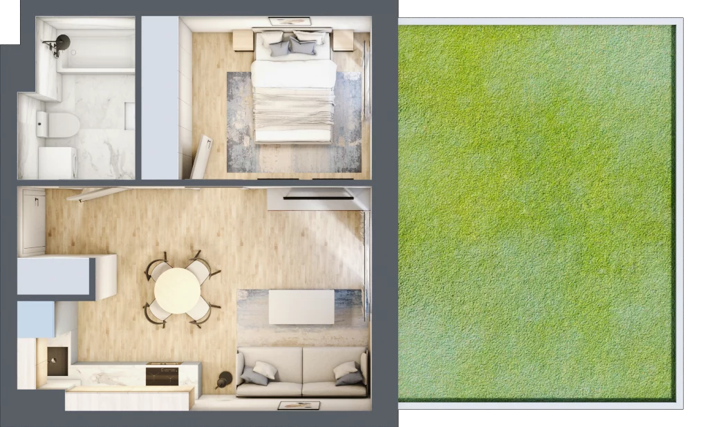 2 pokoje, mieszkanie 35,53 m², parter, oferta nr 6B.M3, Willa Magnolia, Siechnice, ul. Magnoliowa