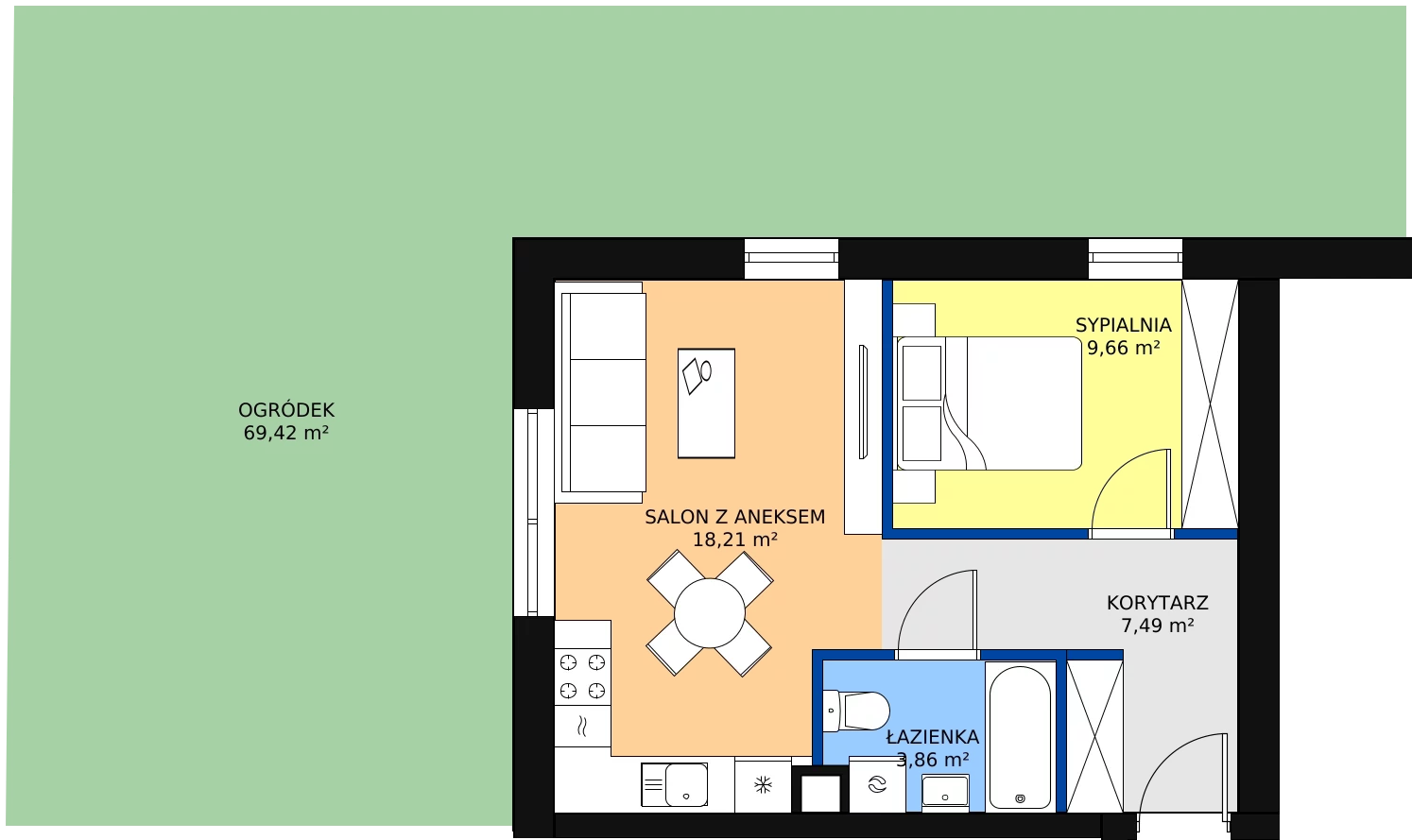 Zalety apartamentu 39.22 m², 7A.M3
