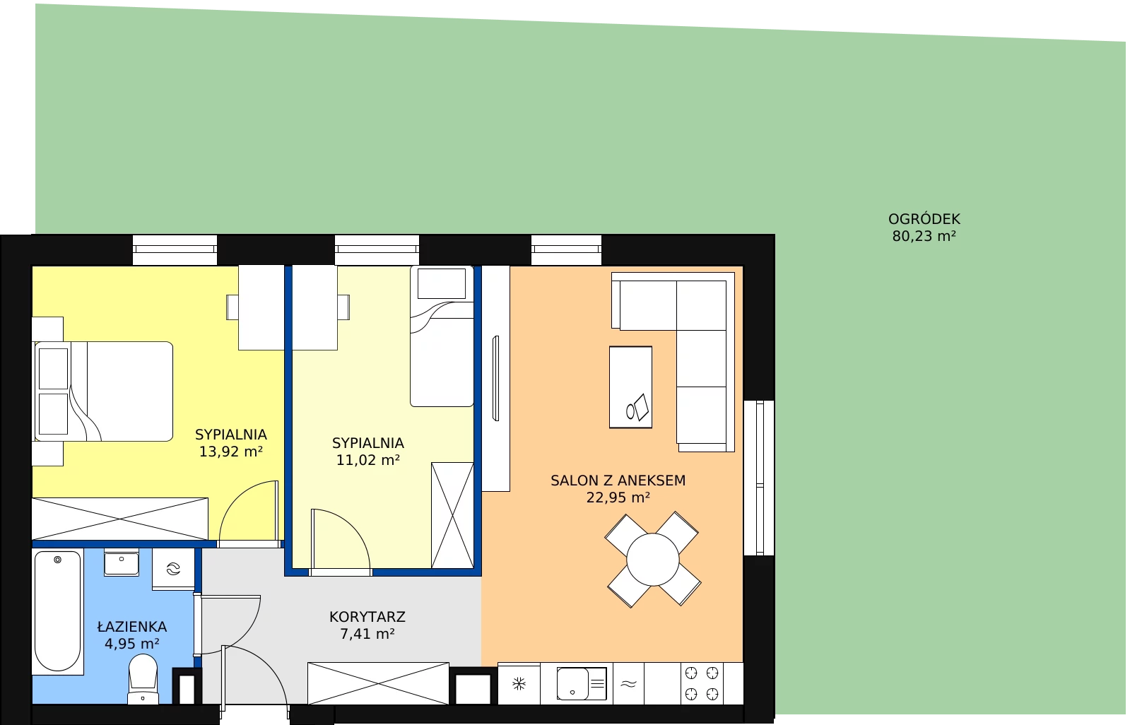 Zalety mieszkania 60.25 m², 8B.M1