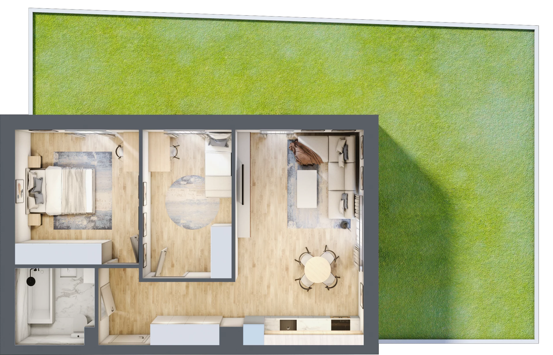3 pokoje, mieszkanie 60,25 m², parter, oferta nr 8B.M1, Willa Magnolia, Siechnice, ul. Magnoliowa