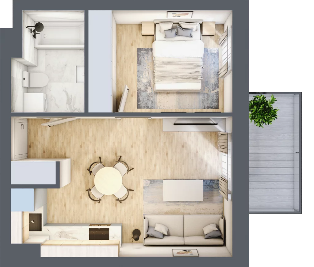 2 pokoje, mieszkanie 35,53 m², piętro 1, oferta nr 8B.M7, Willa Magnolia, Siechnice, ul. Magnoliowa