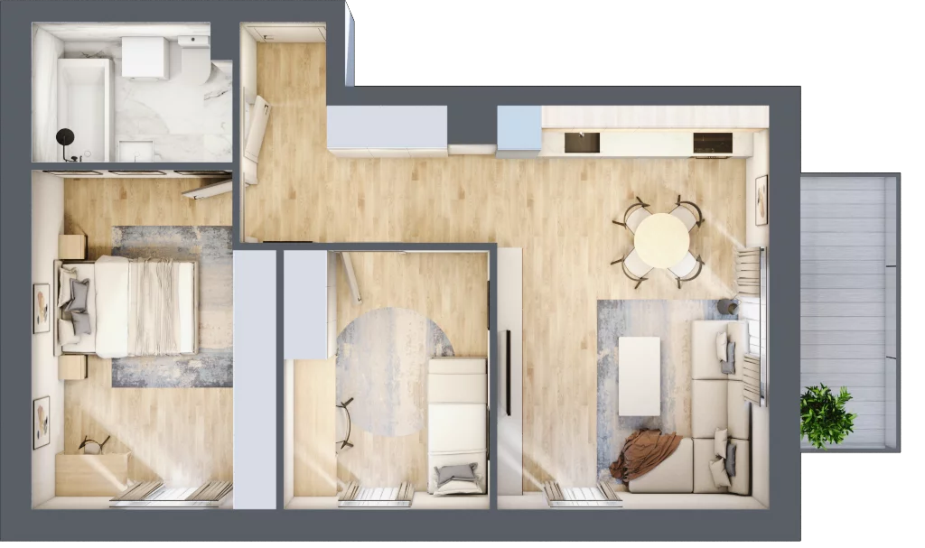 3 pokoje, apartament 57,86 m², piętro 1, oferta nr 9C.M8, Willa Magnolia, Siechnice, ul. Magnoliowa