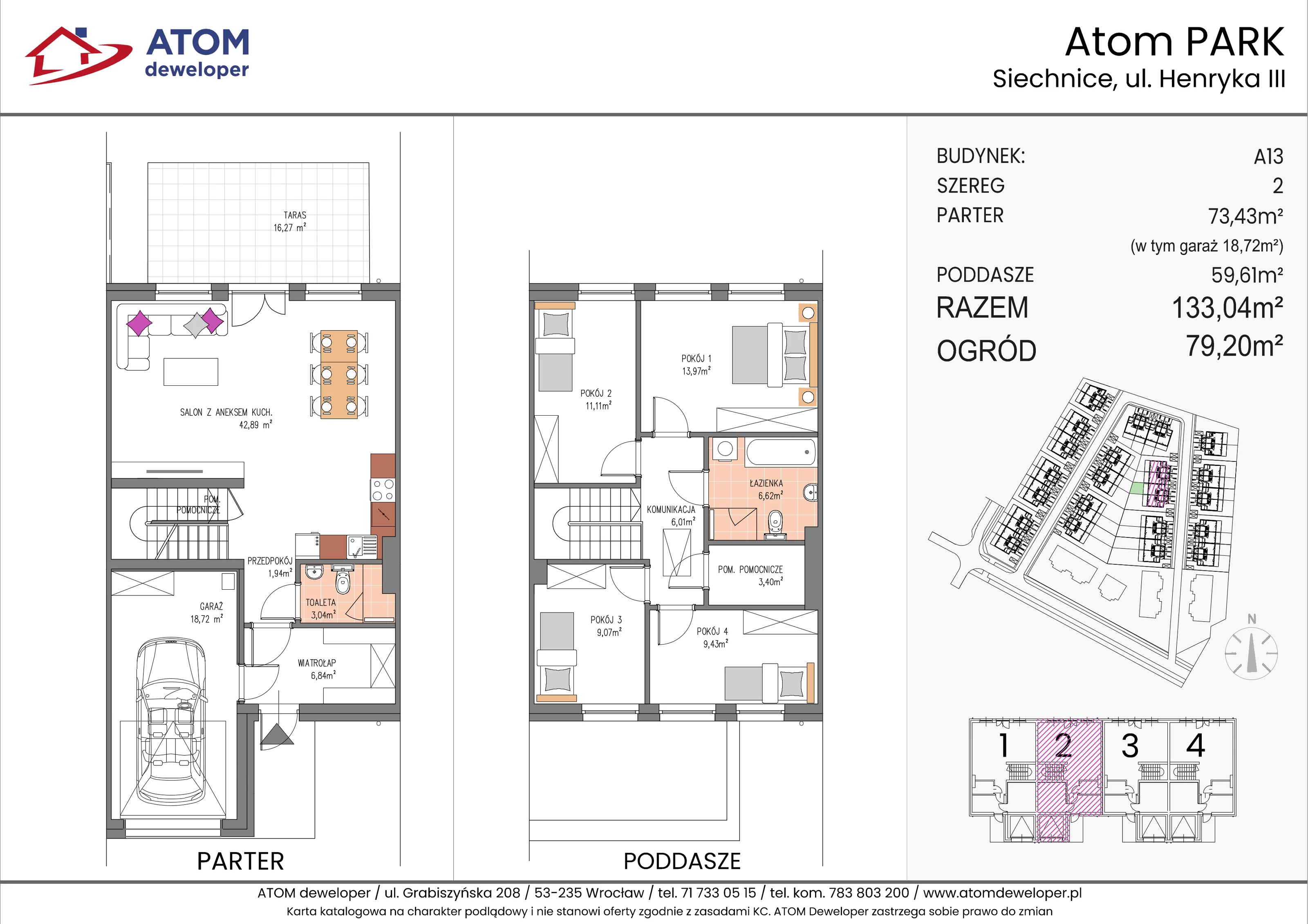 Dom i rezydencja 133,04 m², oferta nr A13/2, ATOM Park, Siechnice, ul. Henryka III