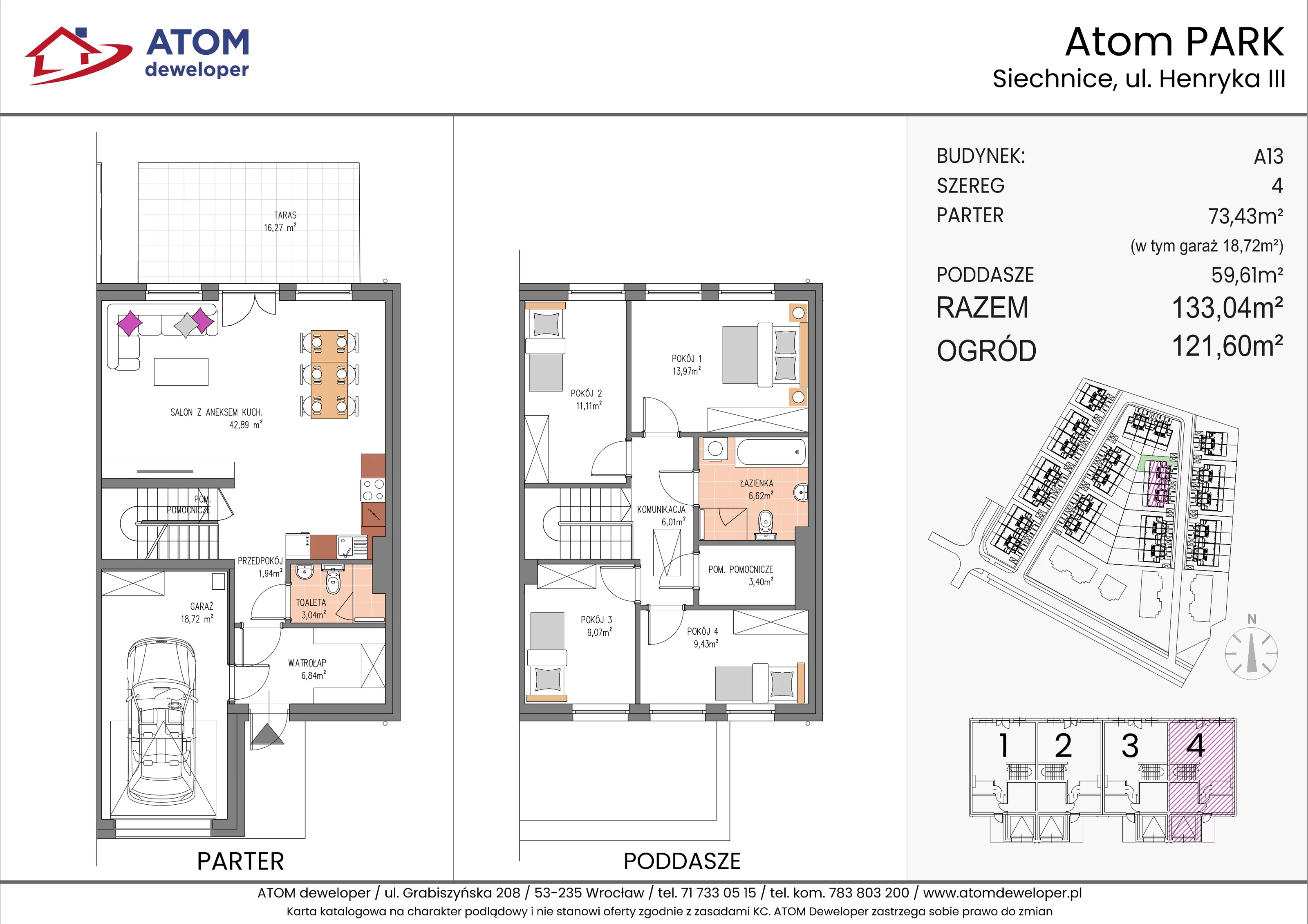 Dom i rezydencja 133,04 m², oferta nr A13/4, ATOM Park, Siechnice, ul. Henryka III