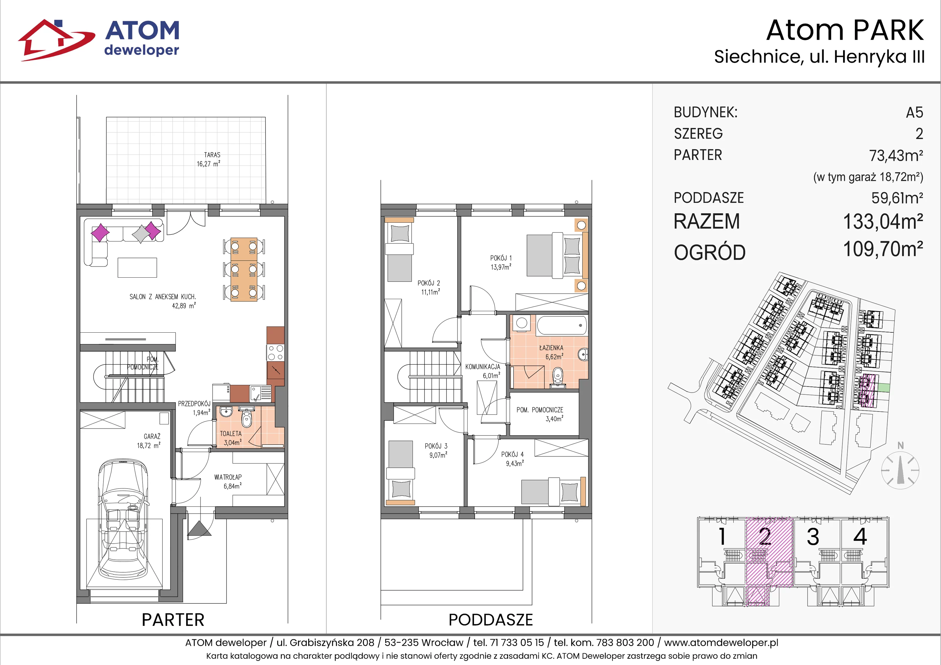 Dom i rezydencja 133,04 m², oferta nr A5/2, ATOM Park, Siechnice, ul. Henryka III