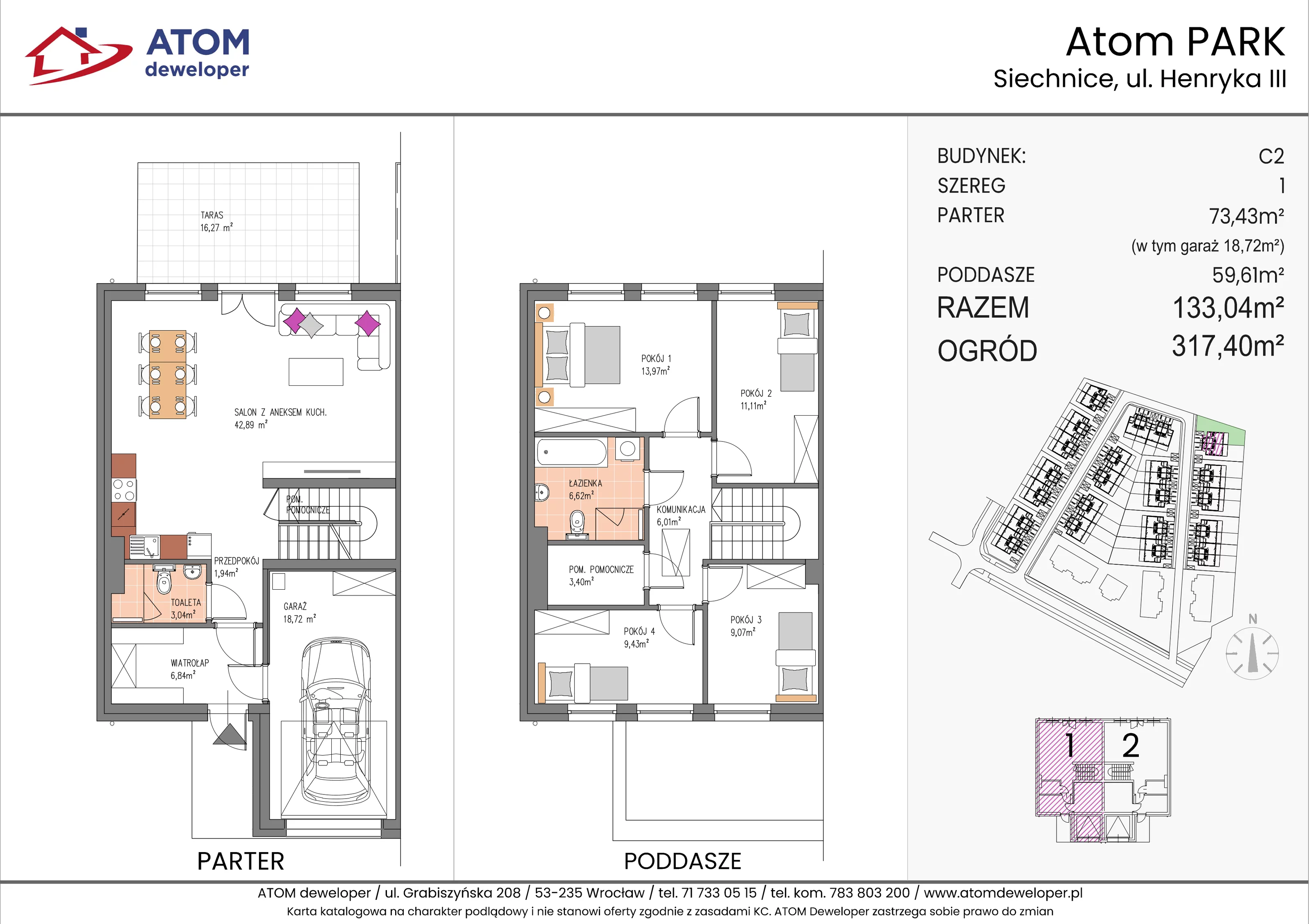 Dom i rezydencja 133,04 m², oferta nr C2/1, ATOM Park, Siechnice, ul. Henryka III