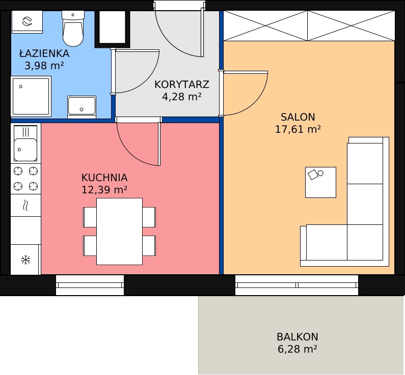 Zalety apartamentu 37.89 m², 1
