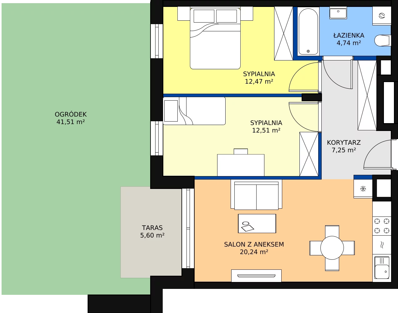 Zalety mieszkania 57.01 m², E_1